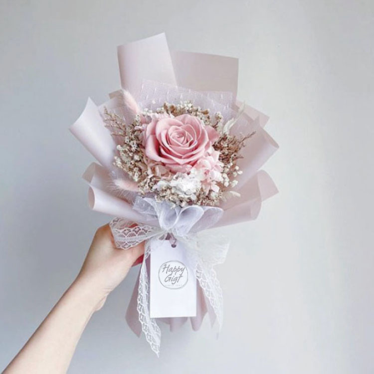 單朵玫瑰永生花束,single-rose-preserved flower bouquet