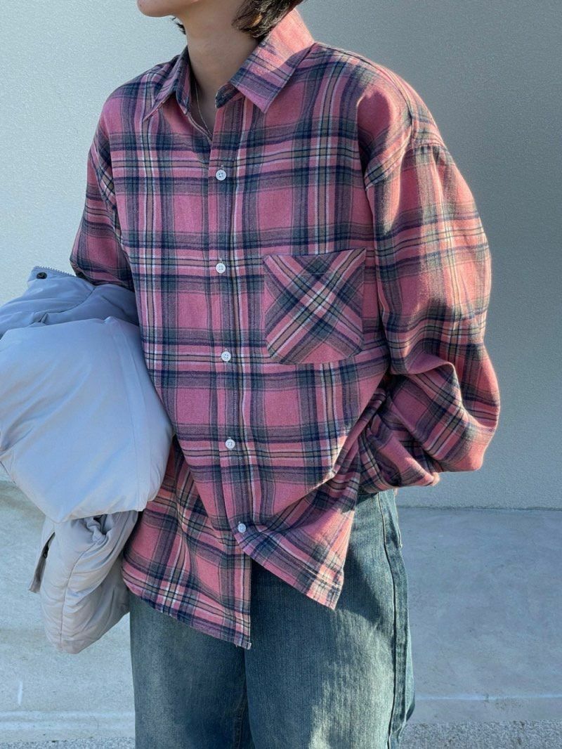 格仔長袖恤衫 S2190