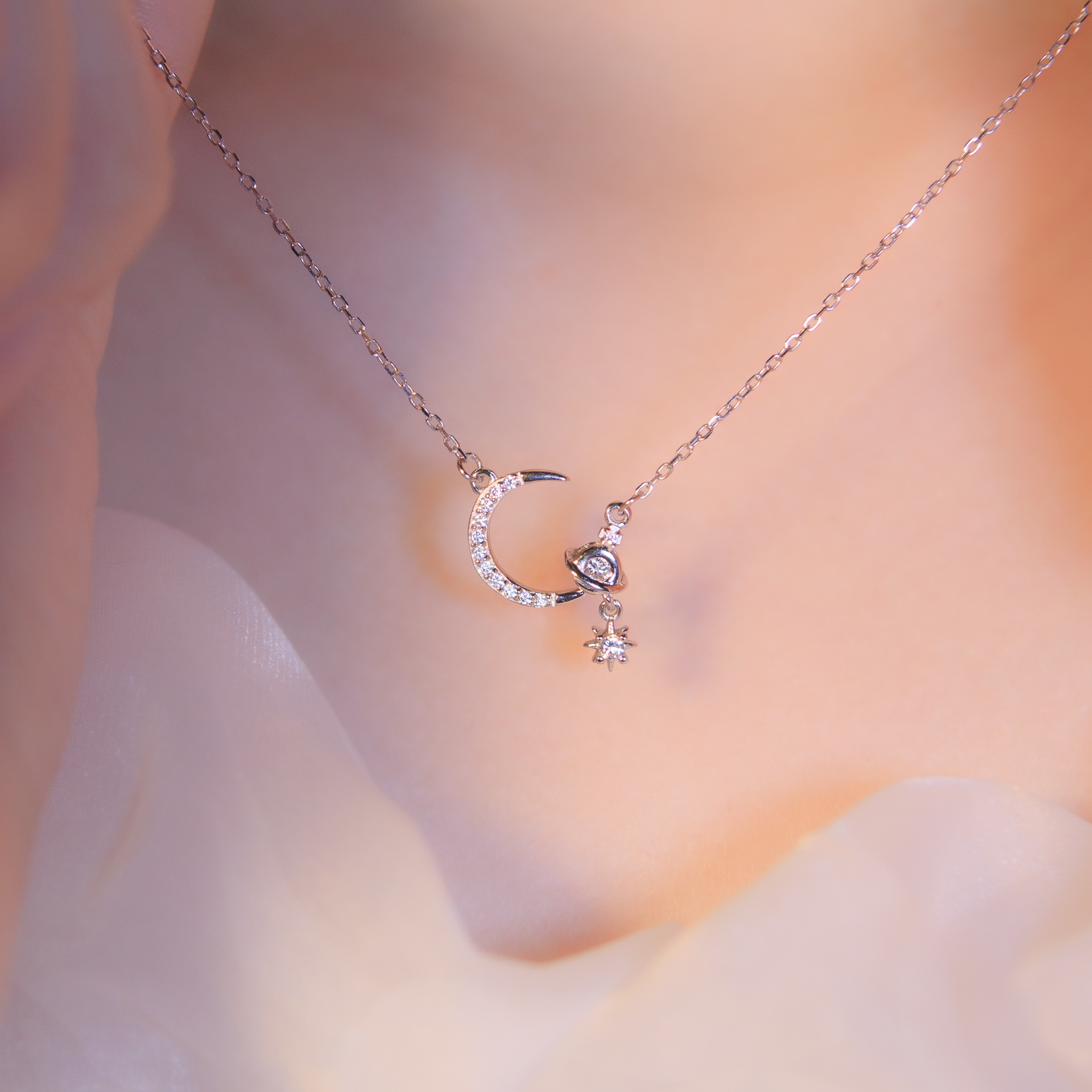 | 925 Silver・White Gold・Rose Gold | Sweet Talk Of The Moon Necklace（Silver / Rose Gold） | NE1020 |
