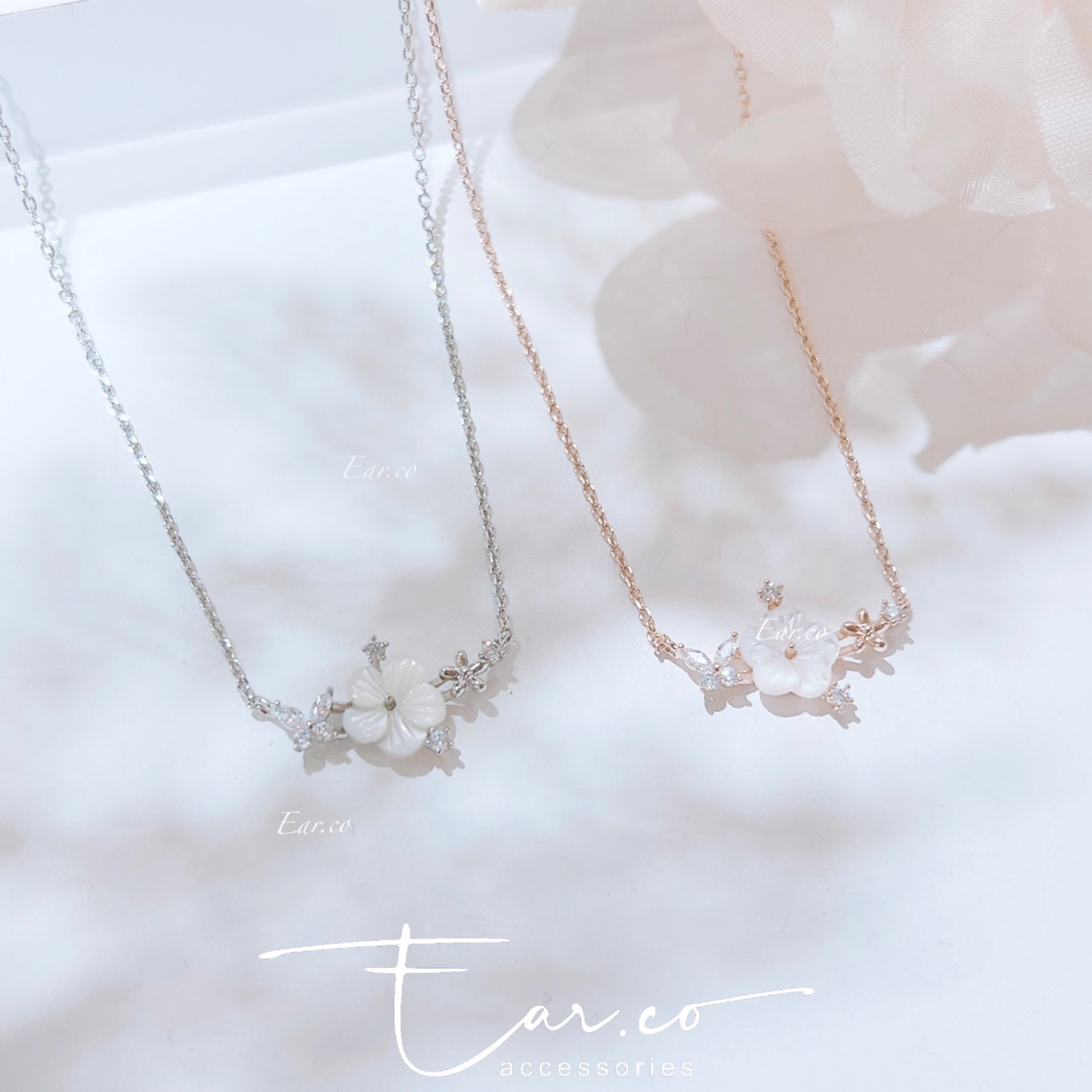 小蝴蝶貝殼花閃石頸鏈