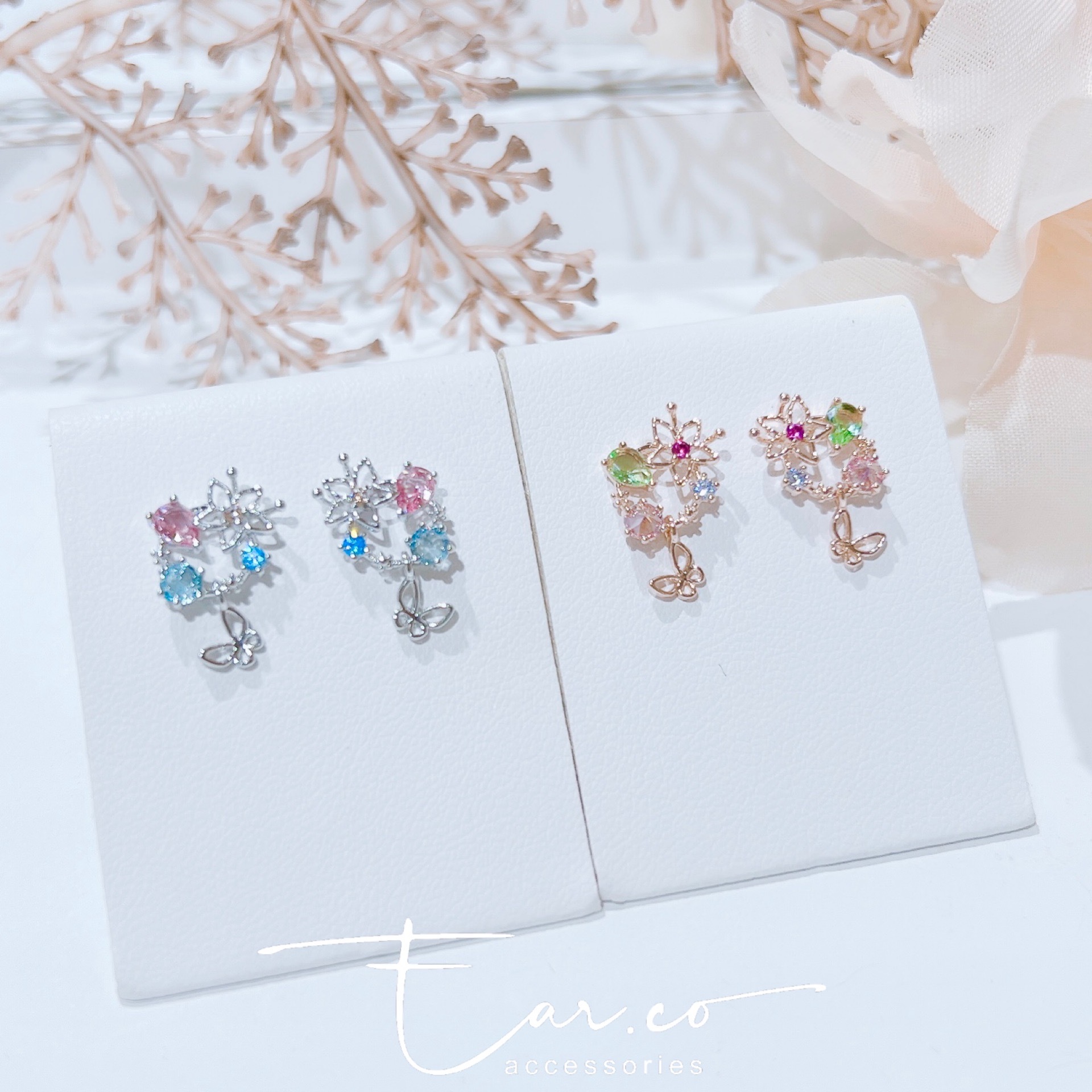 水晶小花圈垂釣小蝴蝶 #E270