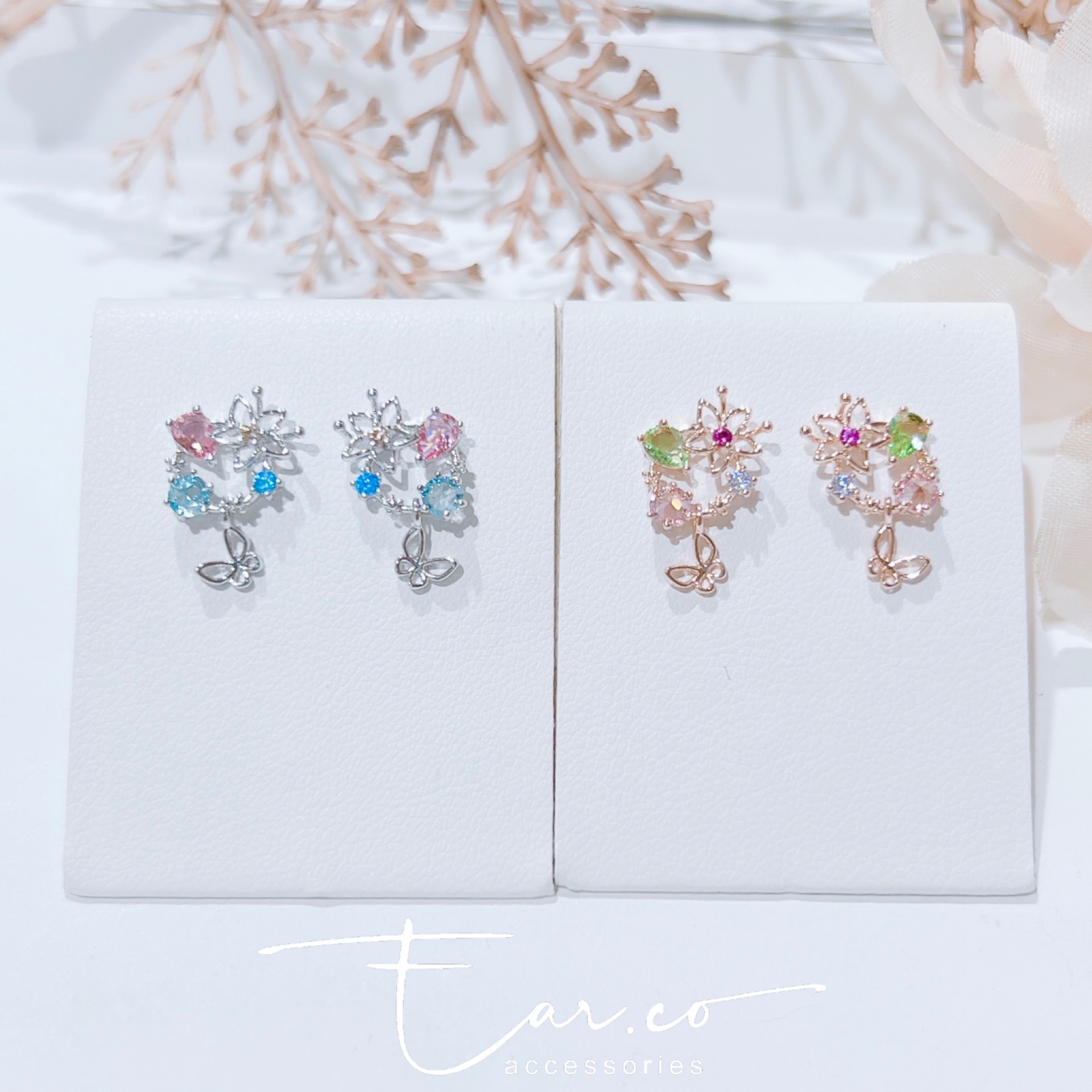 水晶小花圈垂釣小蝴蝶 #E270