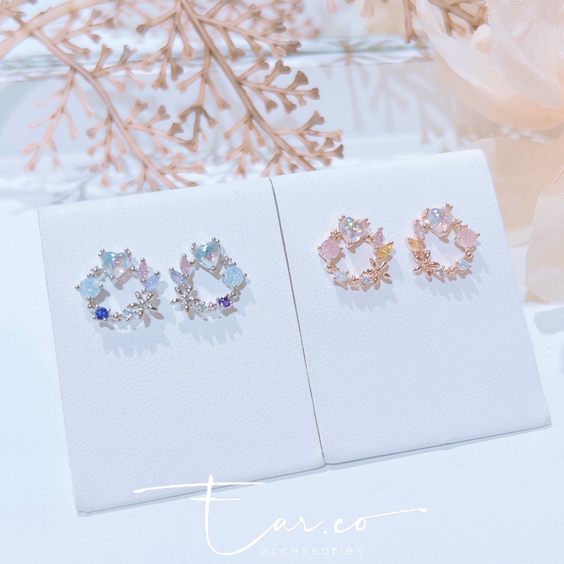 夢幻愛心彩色水晶小花圈 #E268