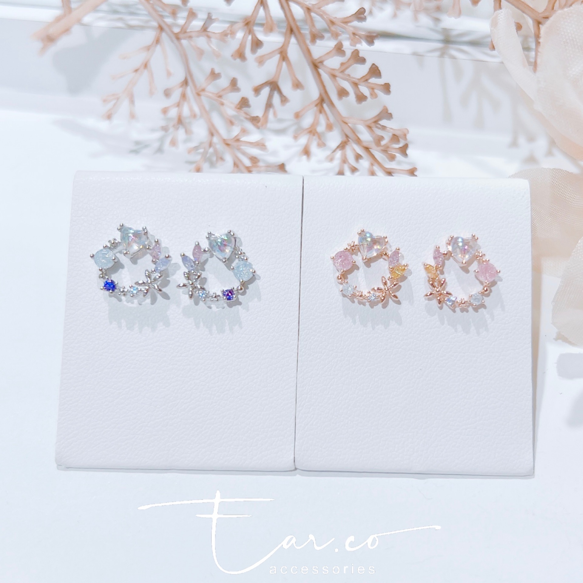 夢幻愛心彩色水晶小花圈 #E268