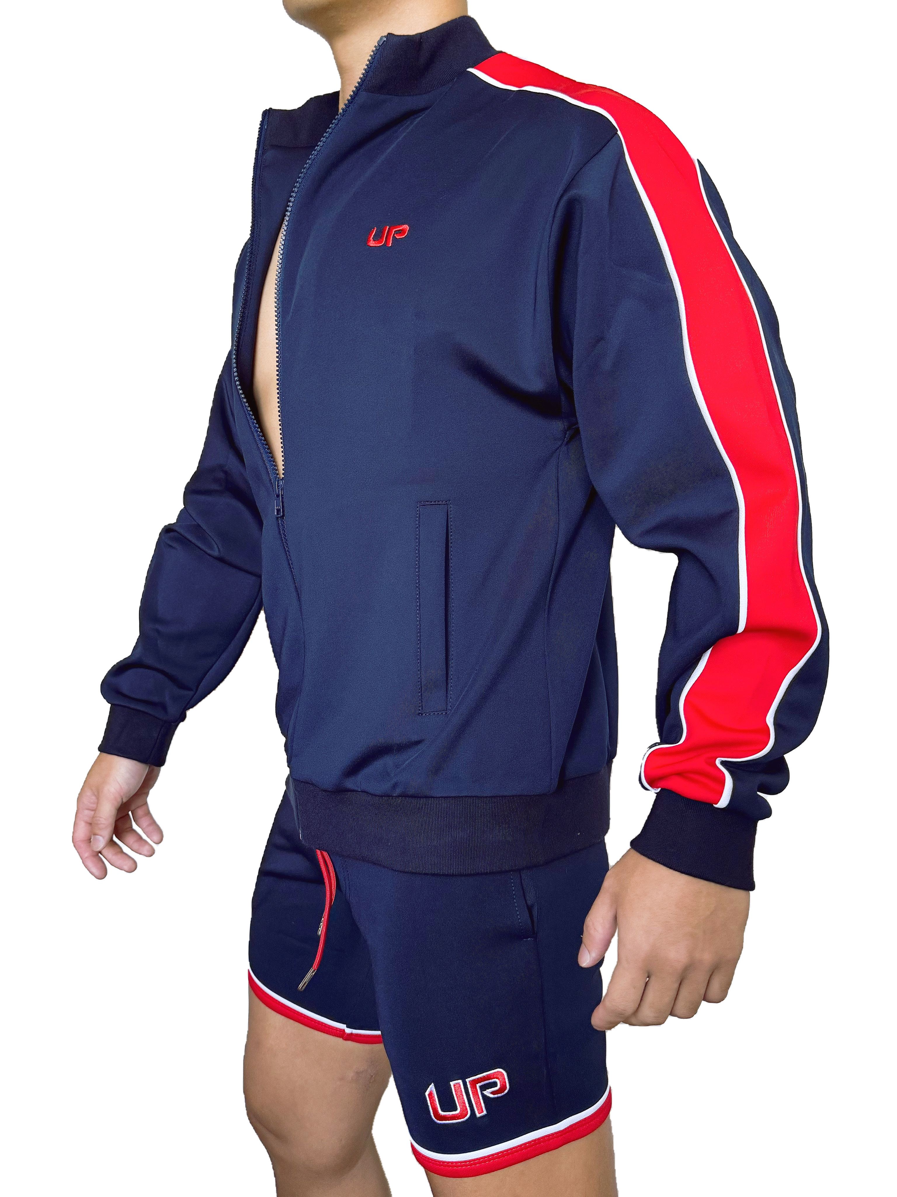 Stripe Retro 運動外套 亮軍藍/紅