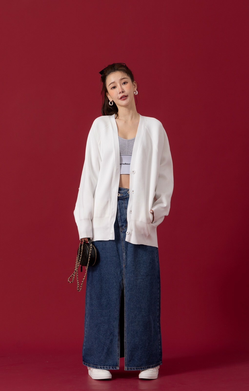 挺版飛鼠袖針織外套_AMISSA（白）