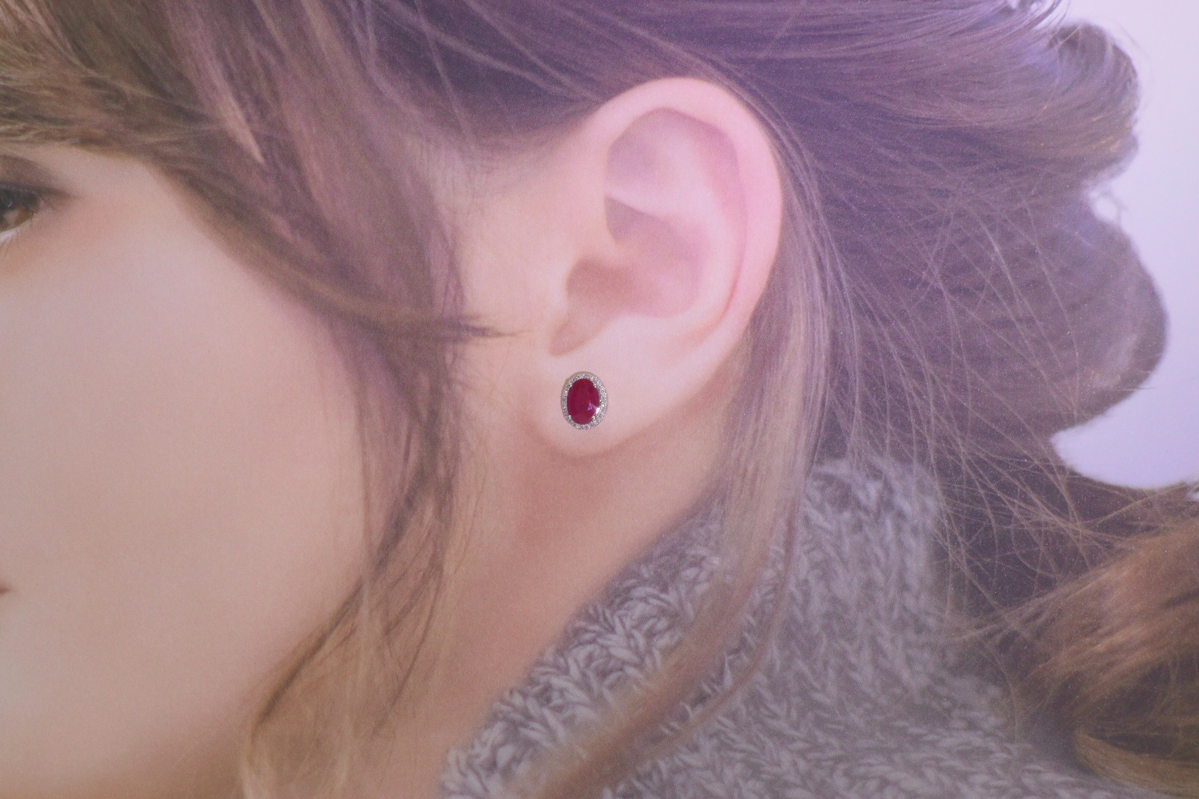 18K White Gold 2.09ct Ruby and Diamond Earrings