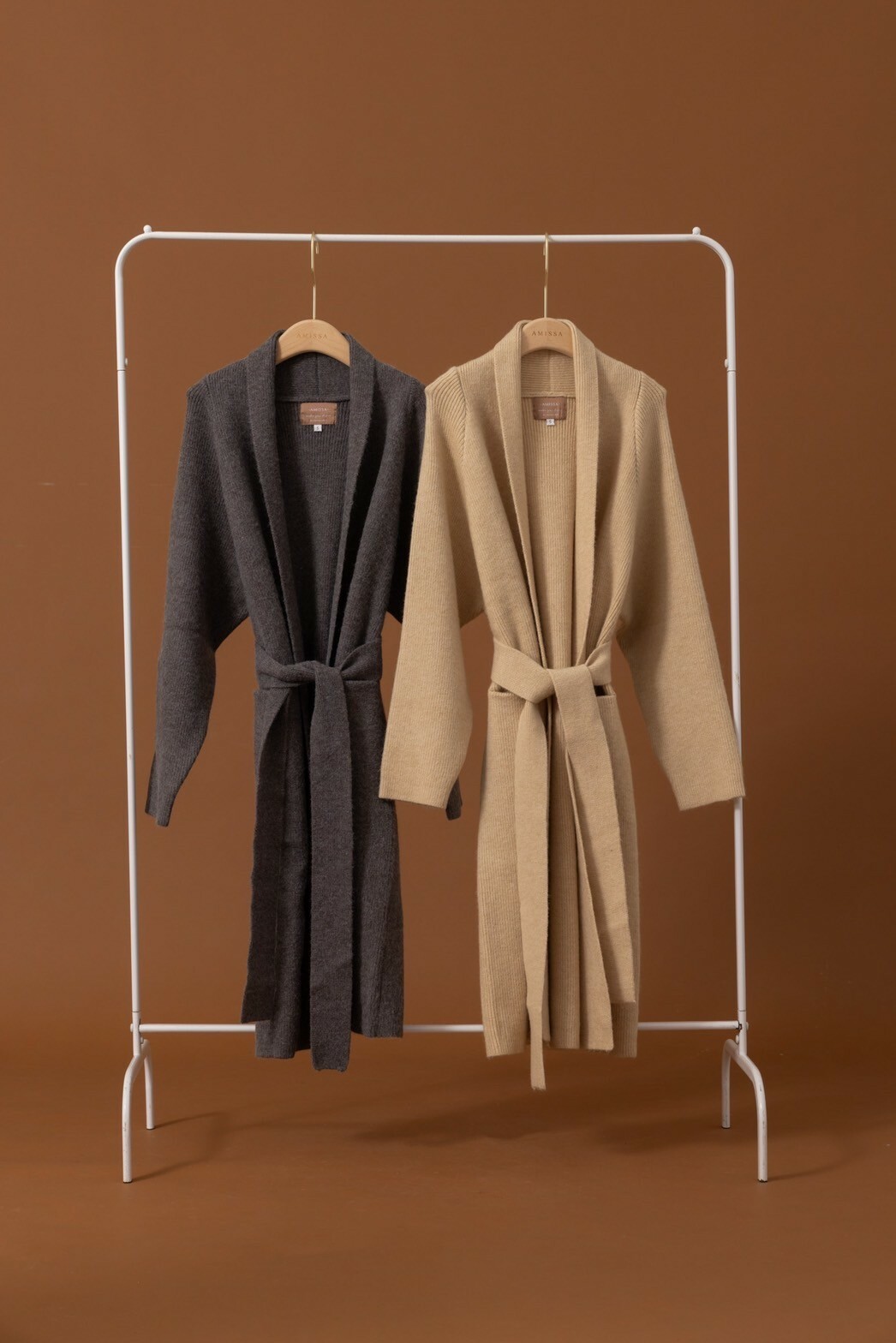 綁帶針織長罩衫_AMISSA（杏）