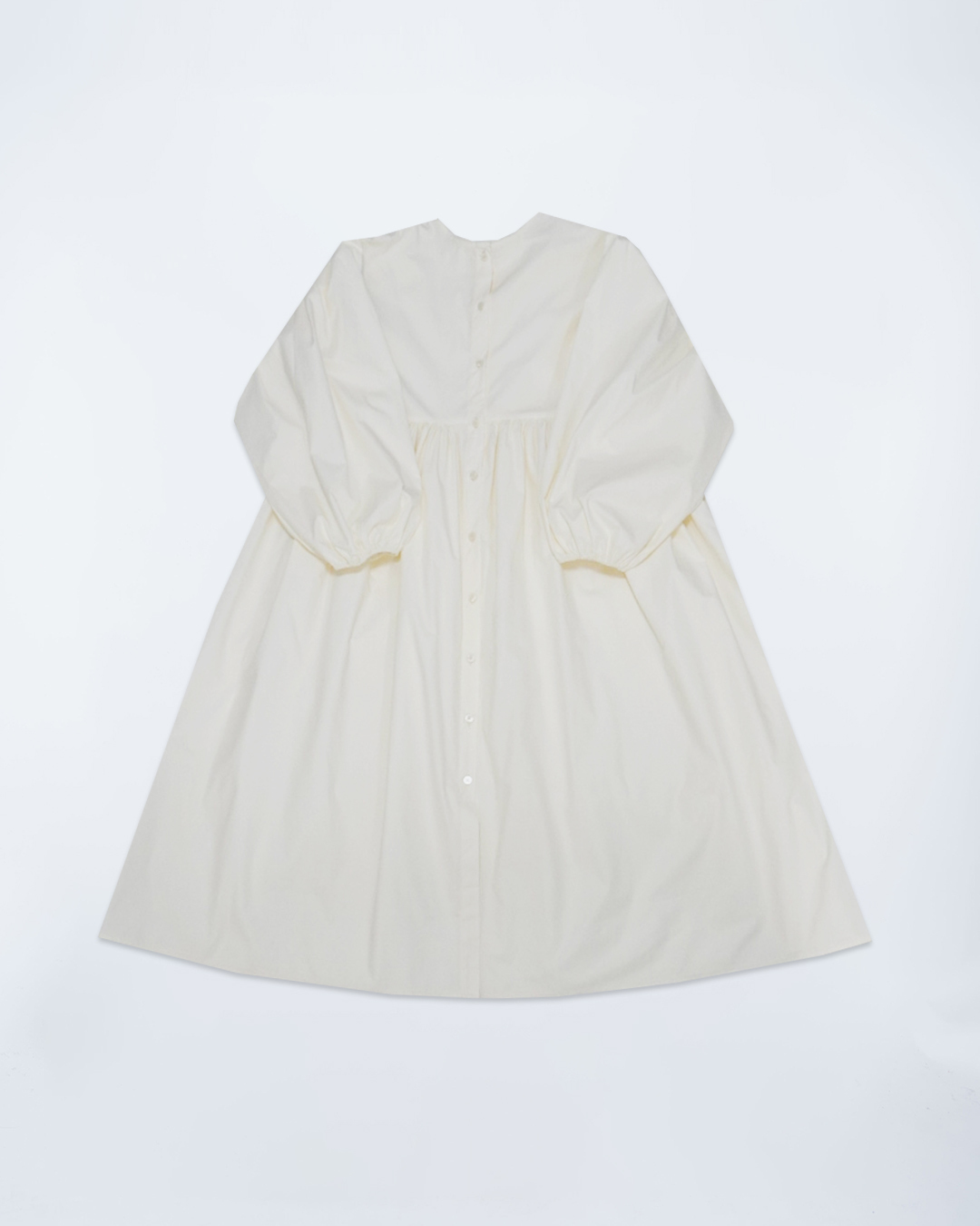 圓領泡袖全開胸兩面穿洋裝