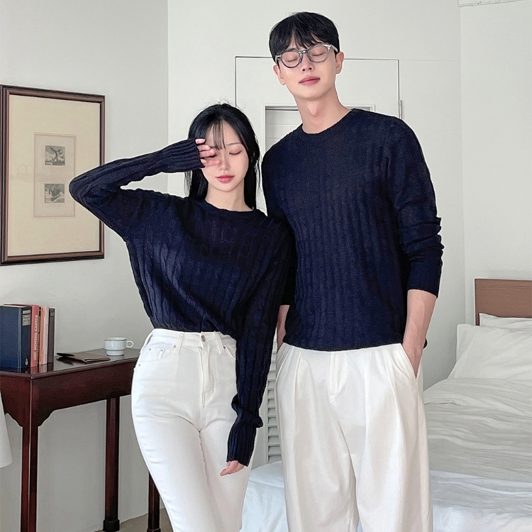 麻花針織圓領情侶裝  (11色)
