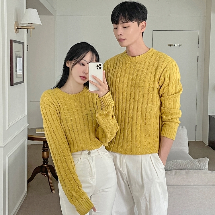 麻花針織圓領情侶裝  (11色)
