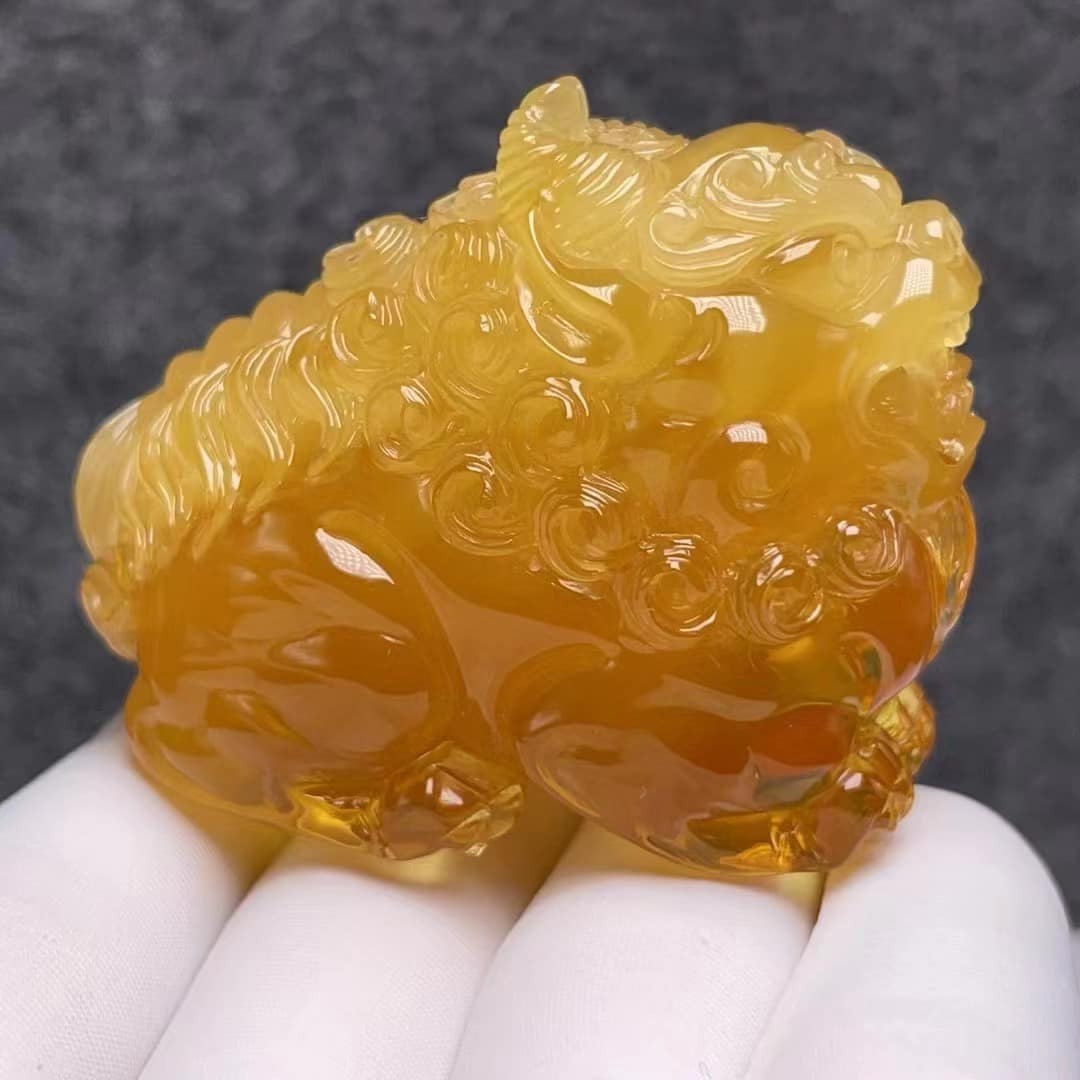 (已結緣)收藏款3A天然俄羅斯金絞意境蜜蠟立體貔貅佑福擺掛件