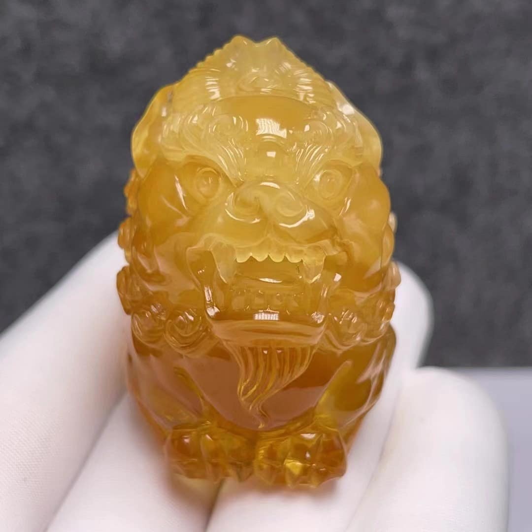(已結緣)收藏款3A天然俄羅斯金絞意境蜜蠟立體貔貅佑福擺掛件