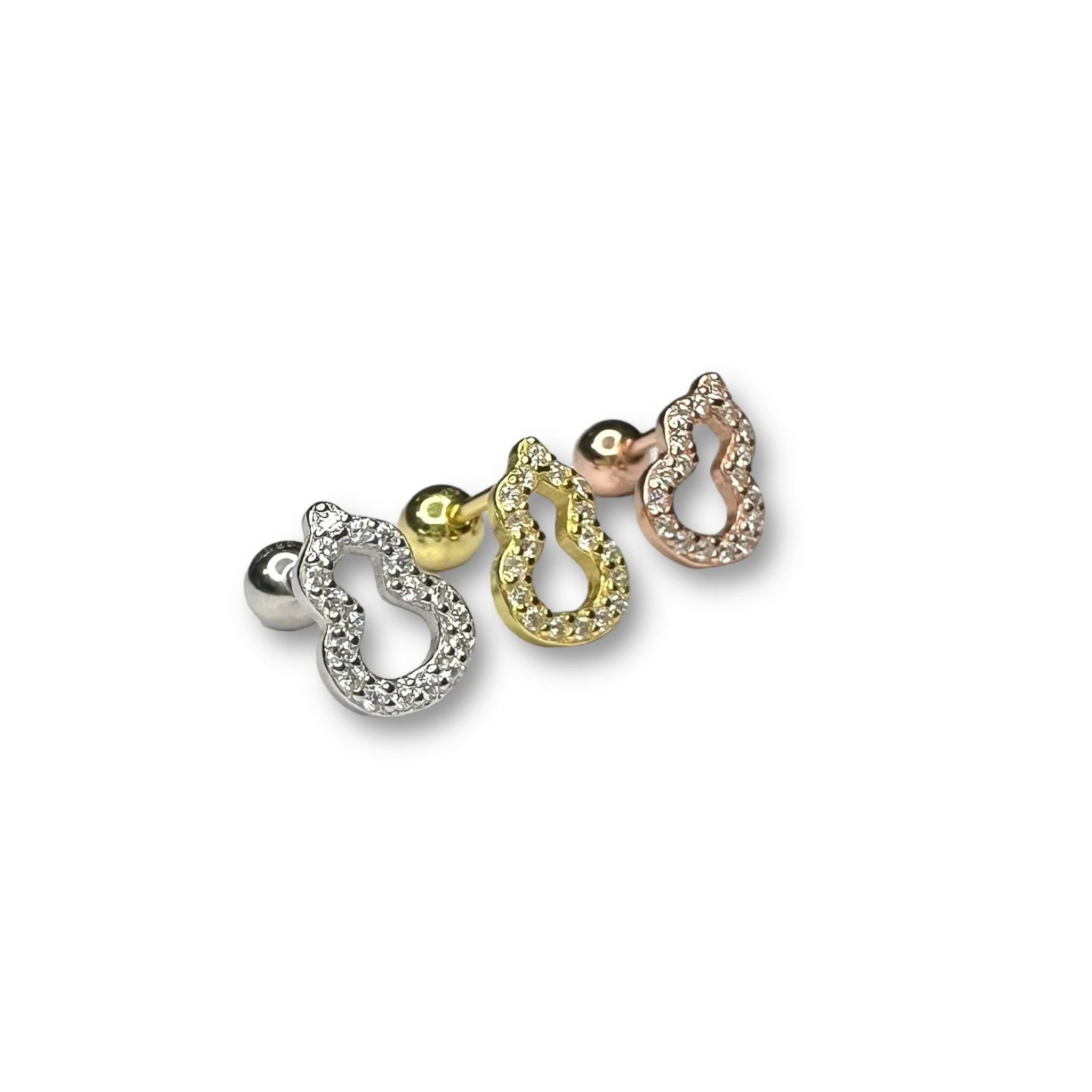 純銀鎖珠-線鋯葫蘆框 3色(單支價)