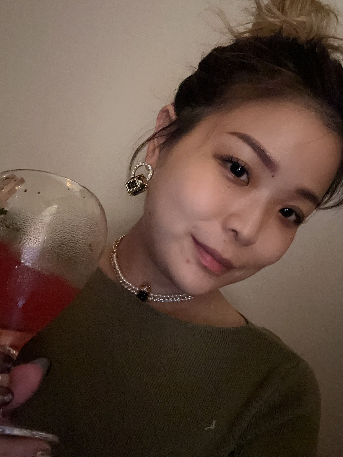 5號香水 珍珠水鑽頸鍊/耳環