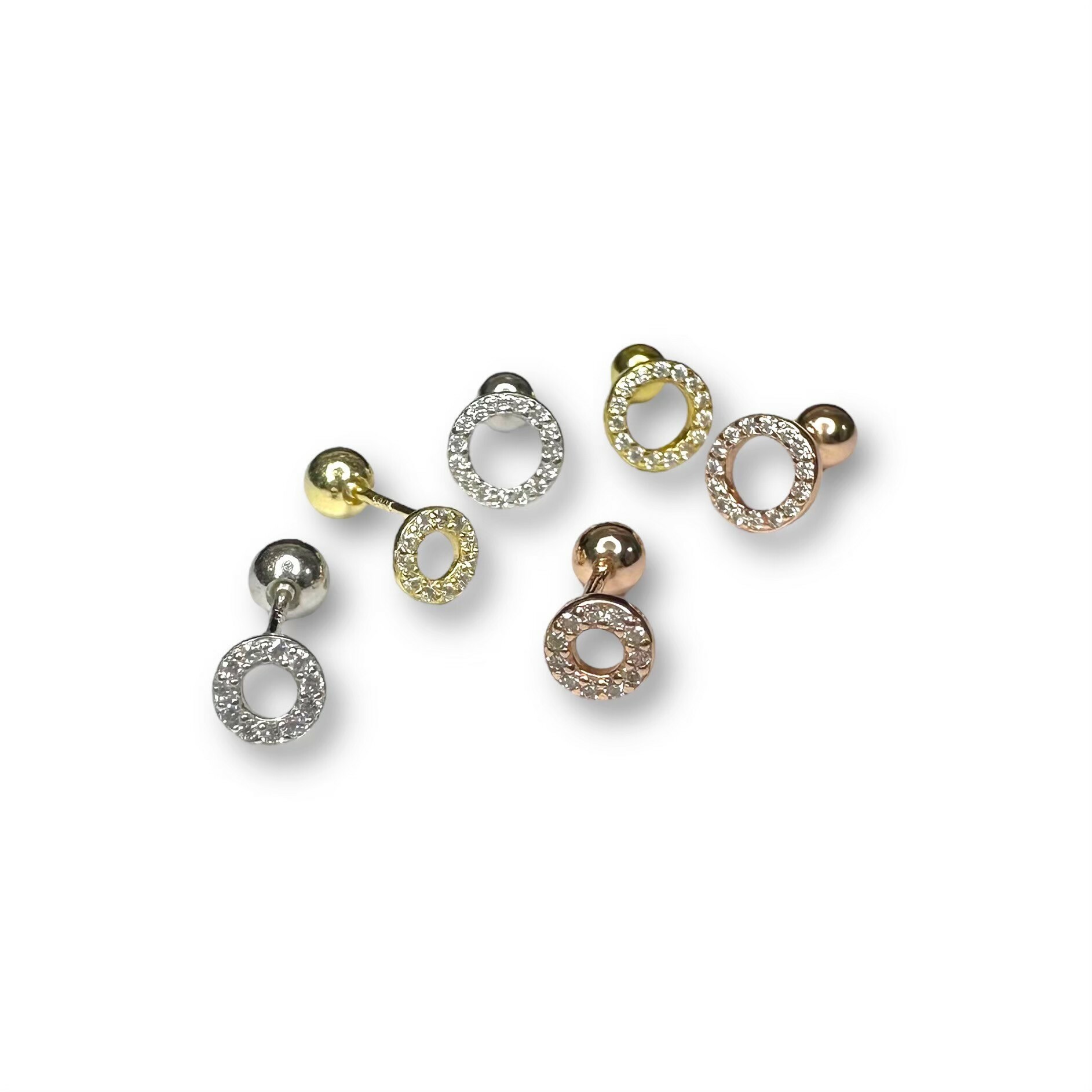 純銀鎖珠-線鋯甜甜圈 3色(單支價)