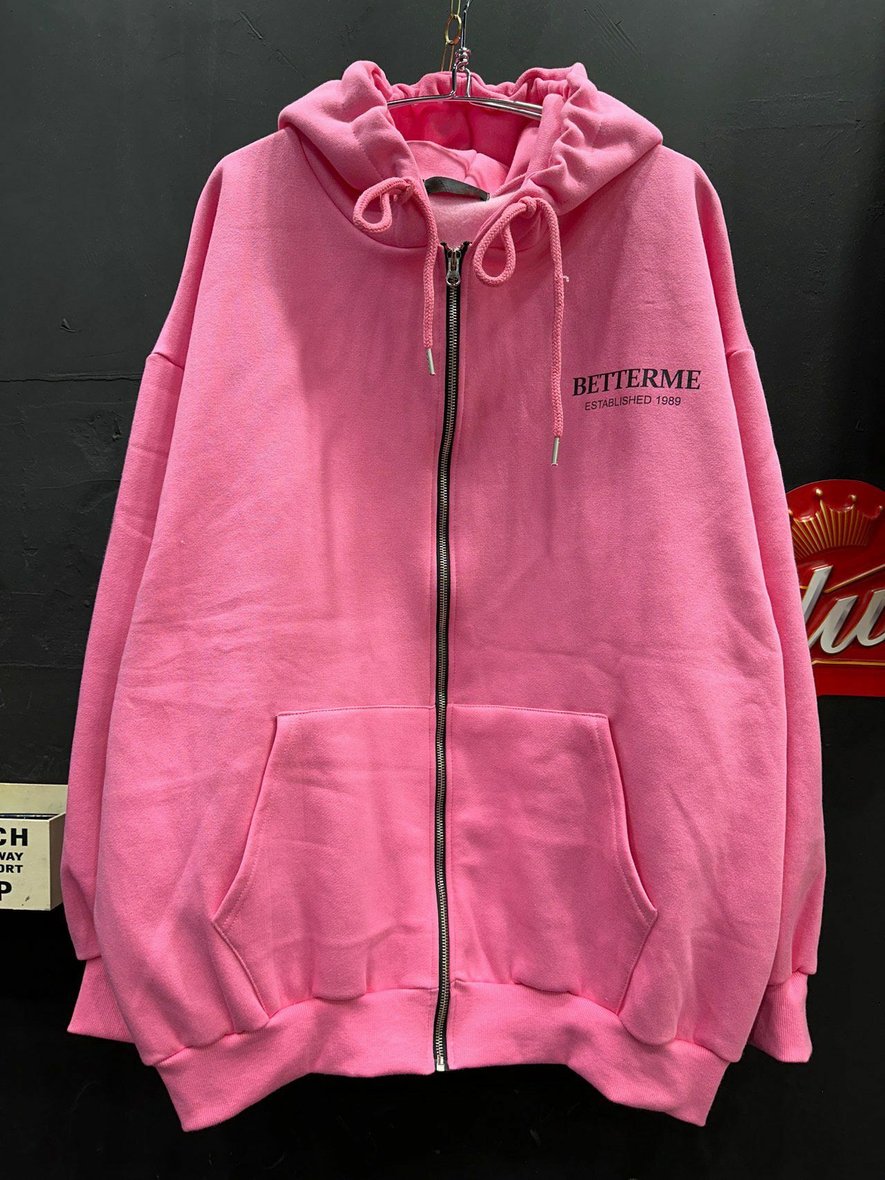 英文字連帽拉鍊外套(薄抓毛底) JK2489