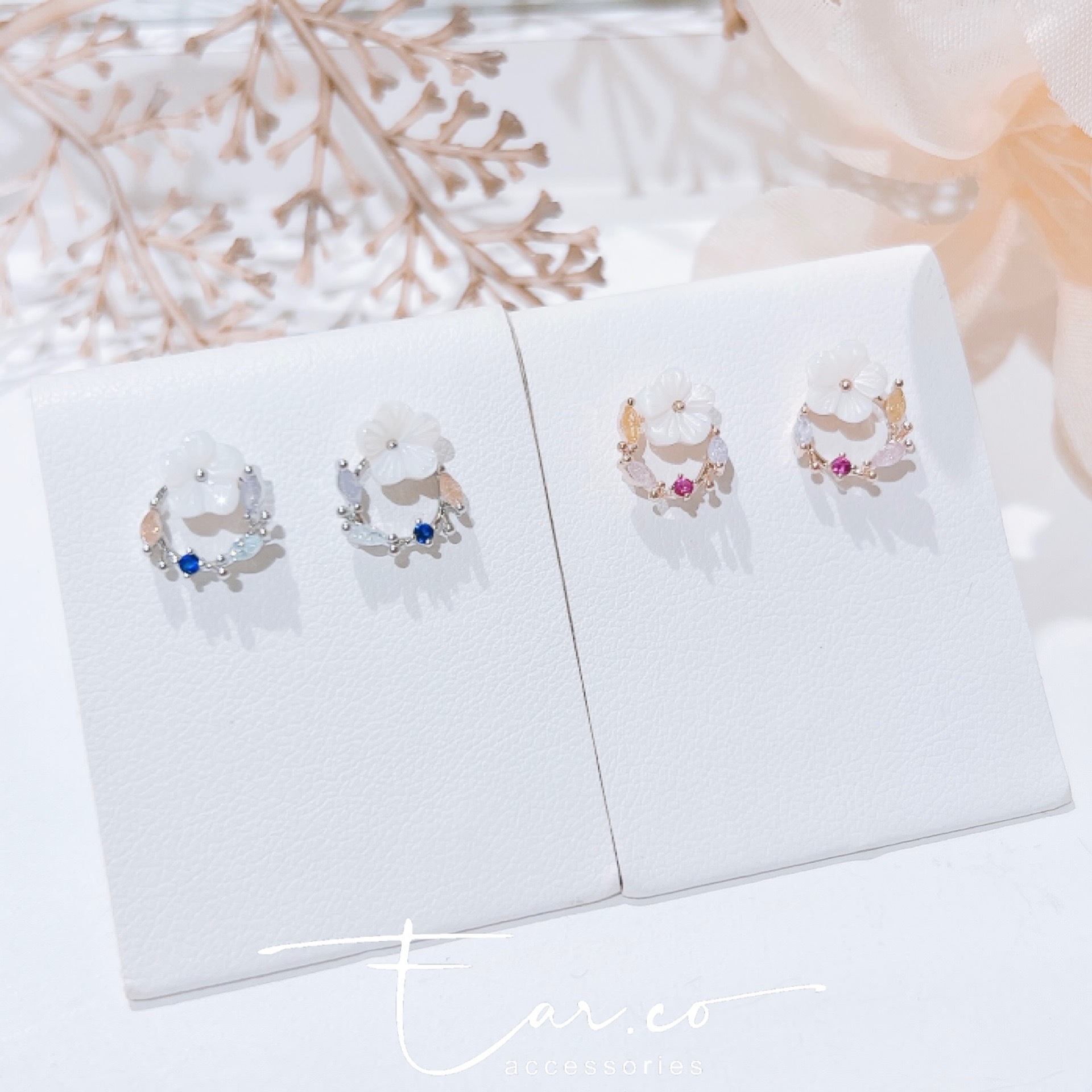 貝殼花彩石小花圈 #E259