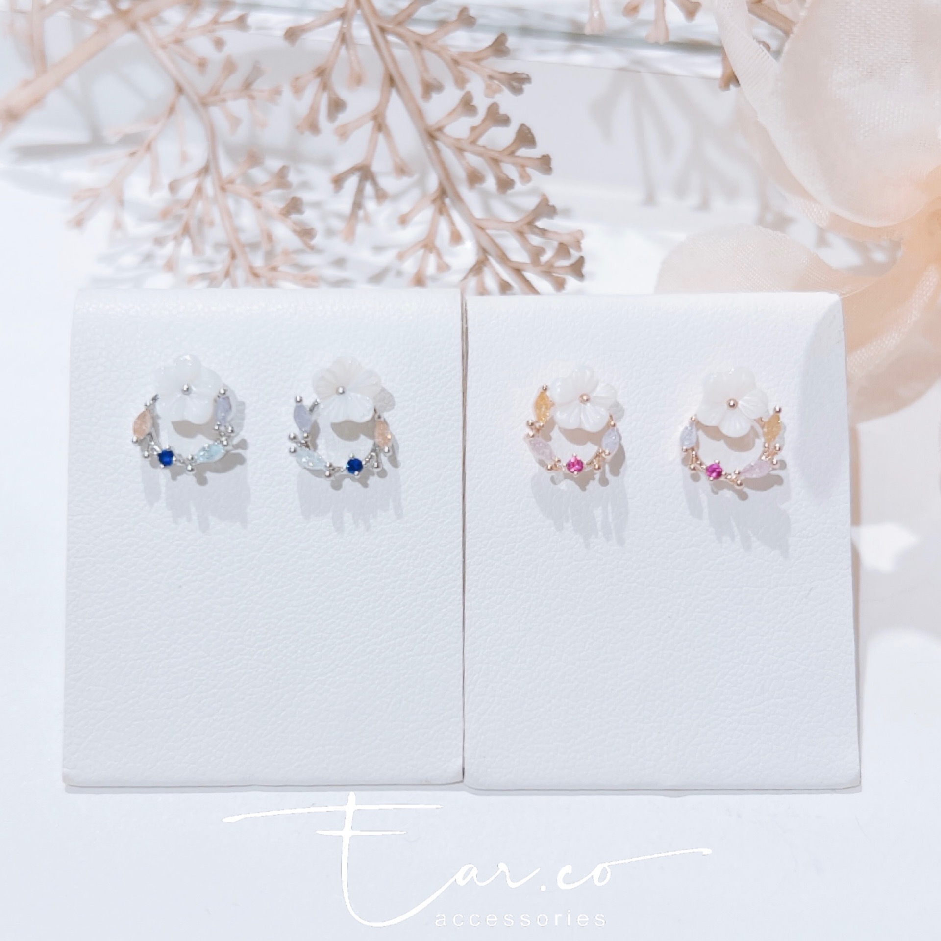 貝殼花彩石小花圈 #E259