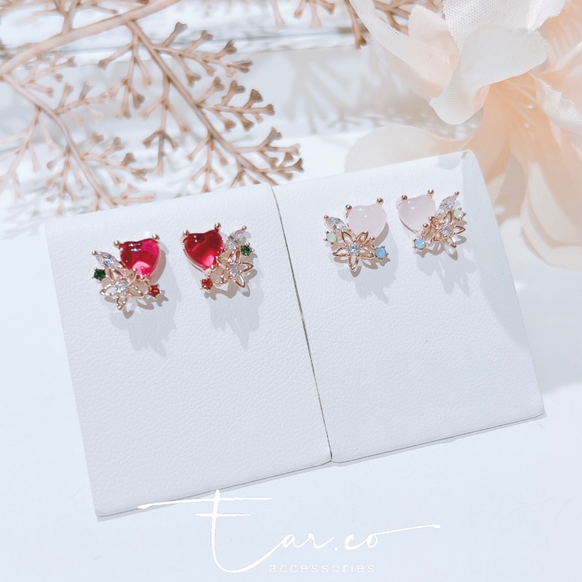 小花蛋白石愛心鋯石 #E250