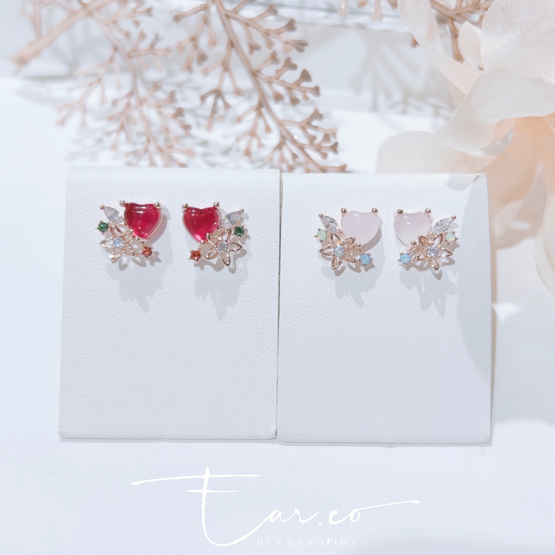 小花蛋白石愛心鋯石 #E250