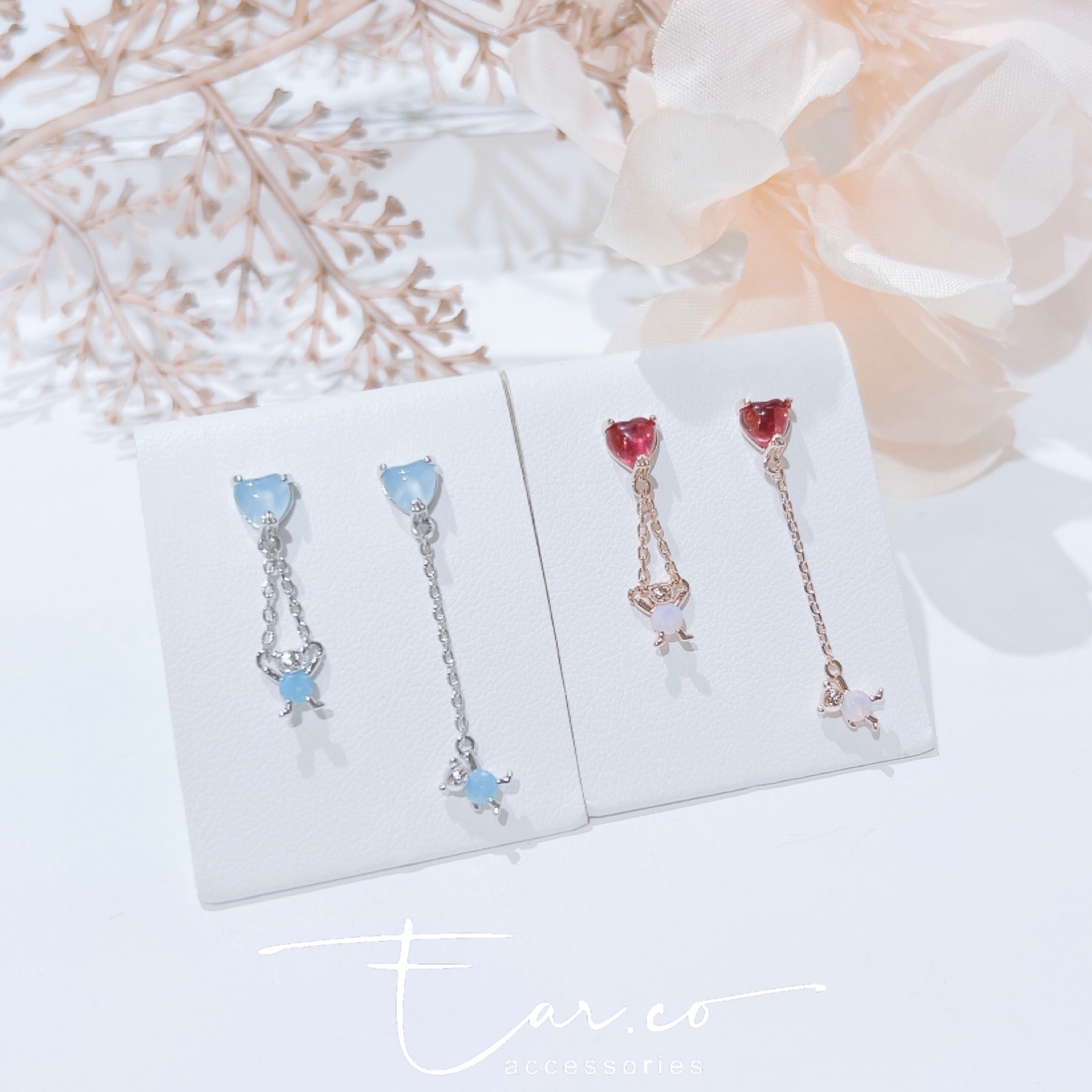 不對稱愛心蛋白石垂釣小熊熊 #E246