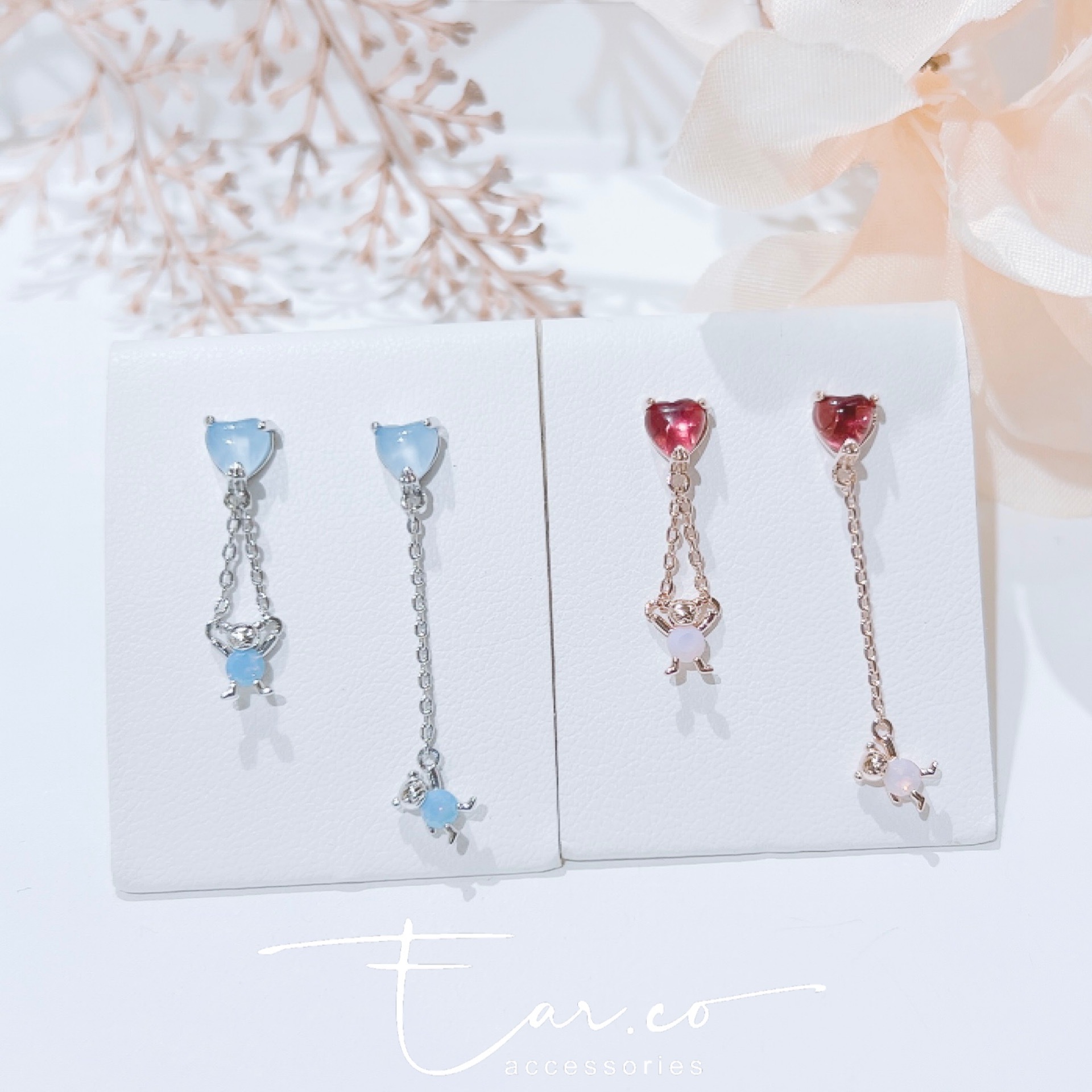 不對稱愛心蛋白石垂釣小熊熊 #E246