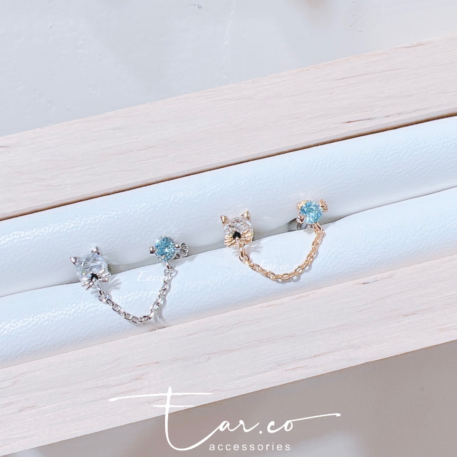 貓食魚雙邊耳骨釘  [單支] #P031