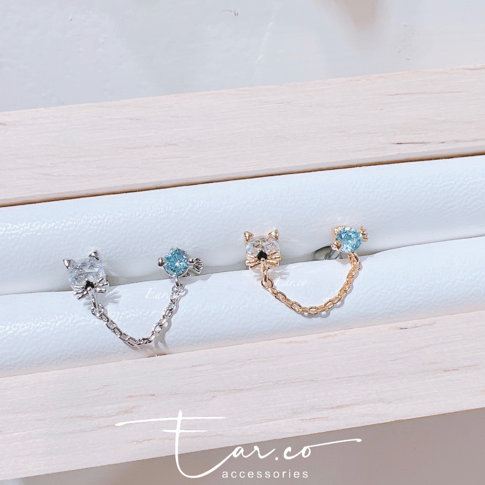 貓食魚雙邊耳骨釘  [單支] #P031