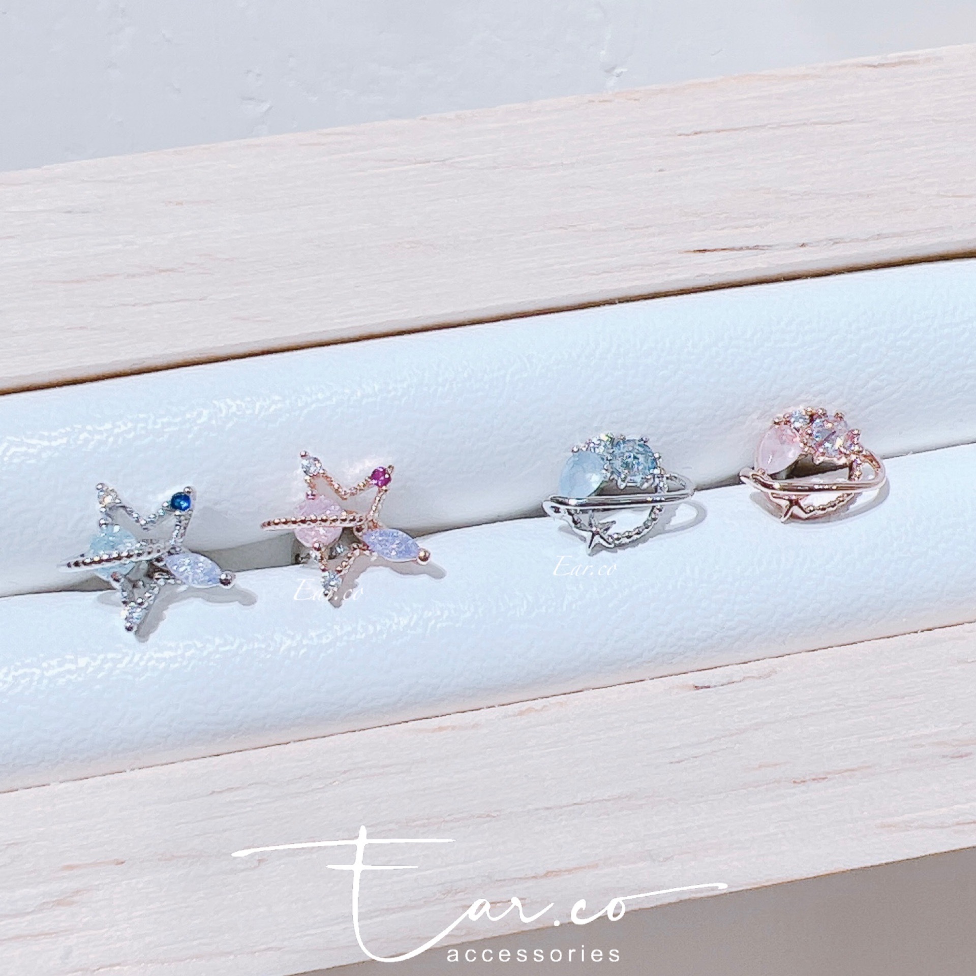 彩色星球星星/水晶蛋白石小星球耳骨釘 [單支] #P029