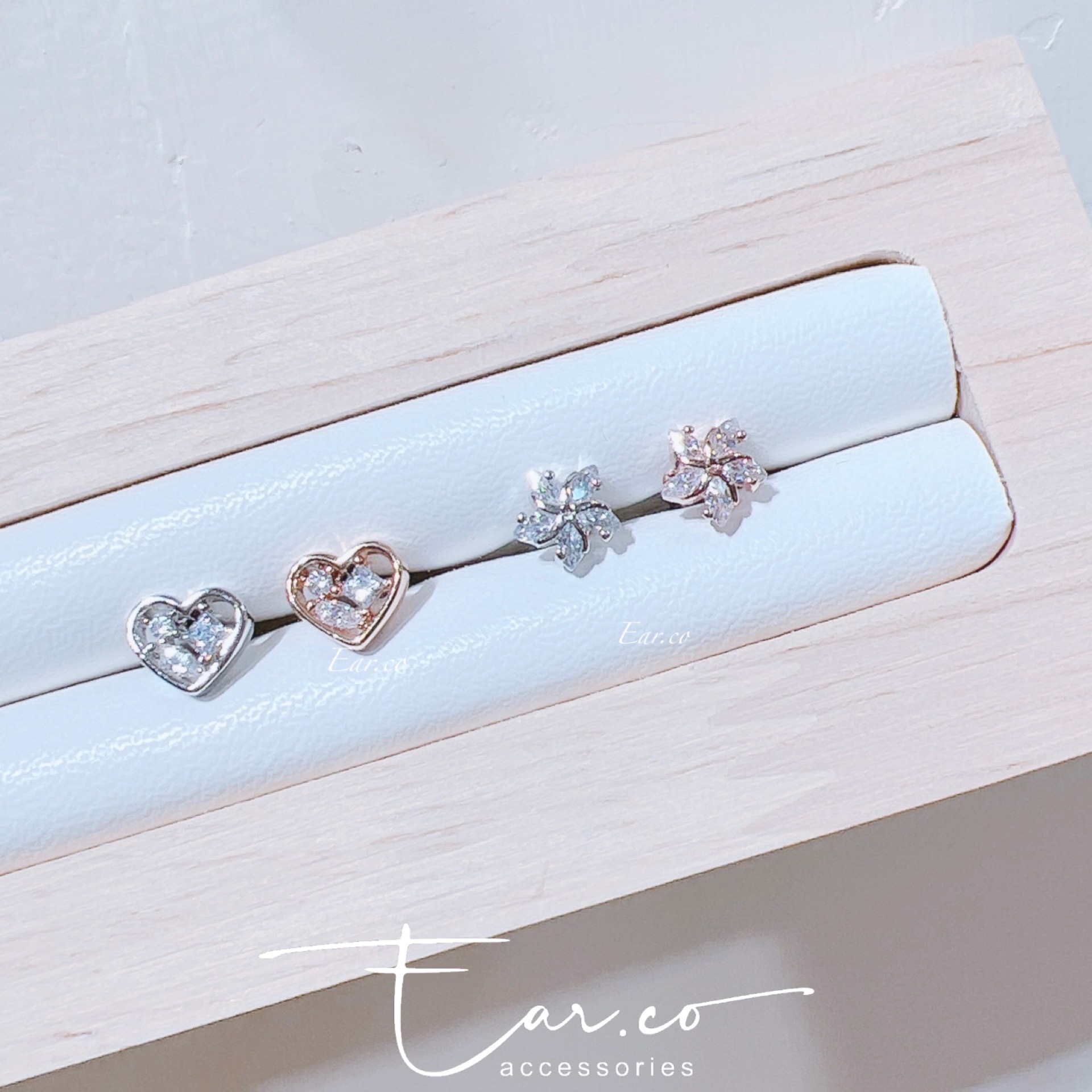 閃石心形/閃石小櫻花耳珠/耳骨釘 [單支] #P024