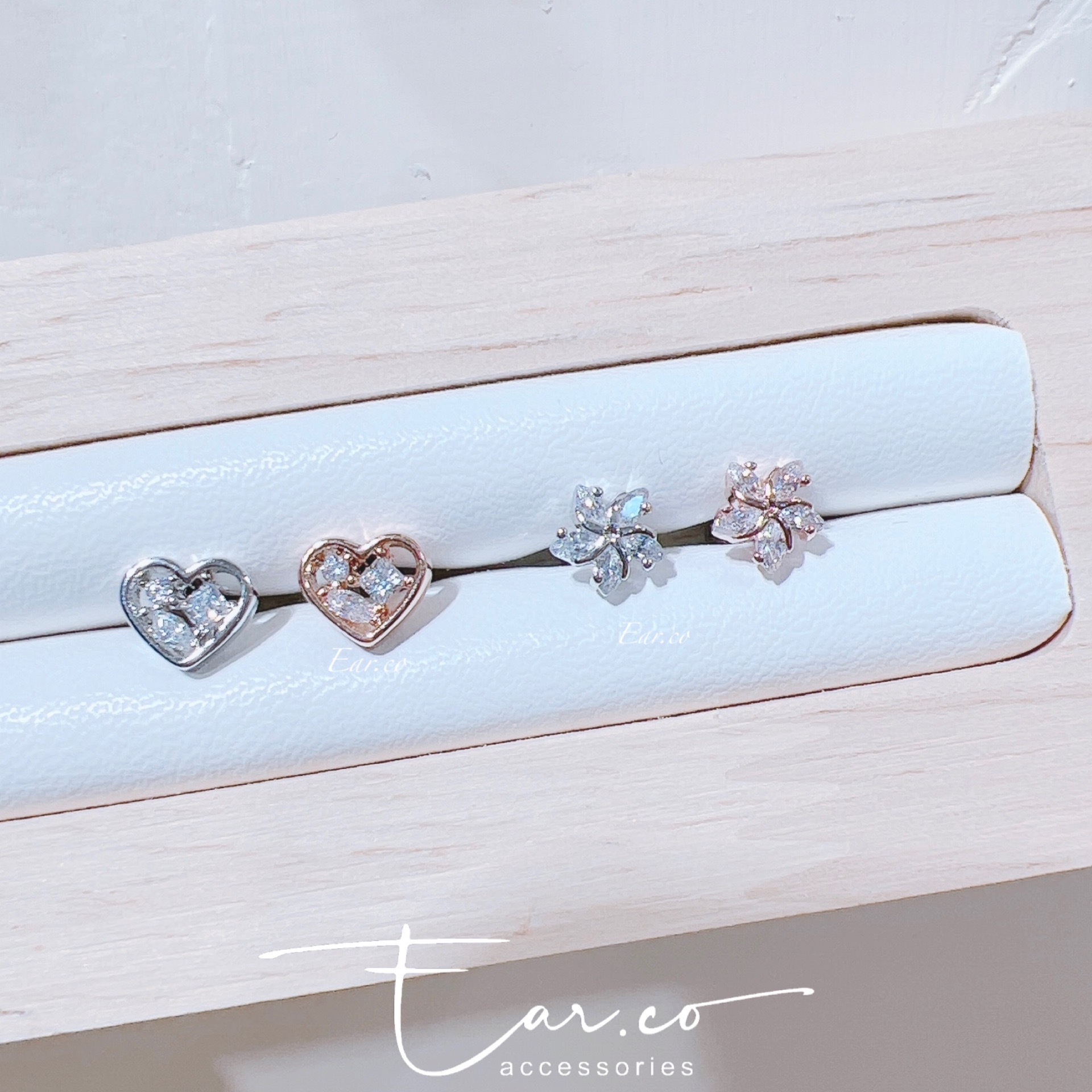 閃石心形/閃石小櫻花耳珠/耳骨釘 [單支] #P024