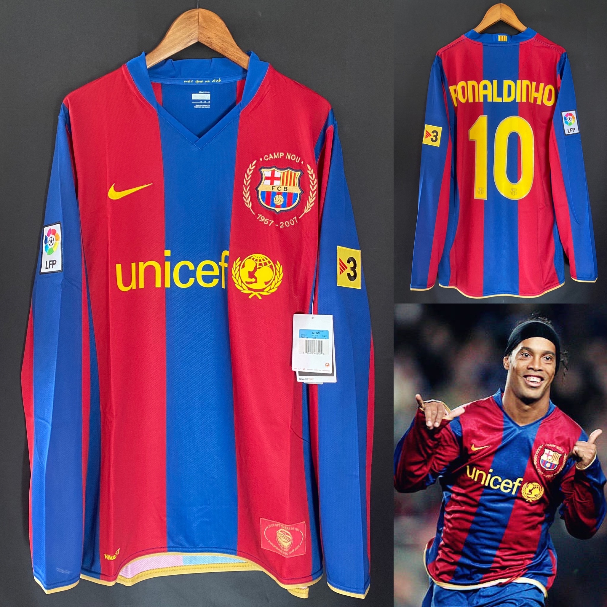 巴塞隆拿 2007-2008 Nike Camp Nou 50週年 主場長袖球衣 #10 RONALDINHO
