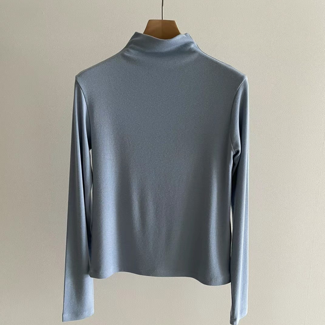 N41Rayon親膚立領內搭(藍/黑)