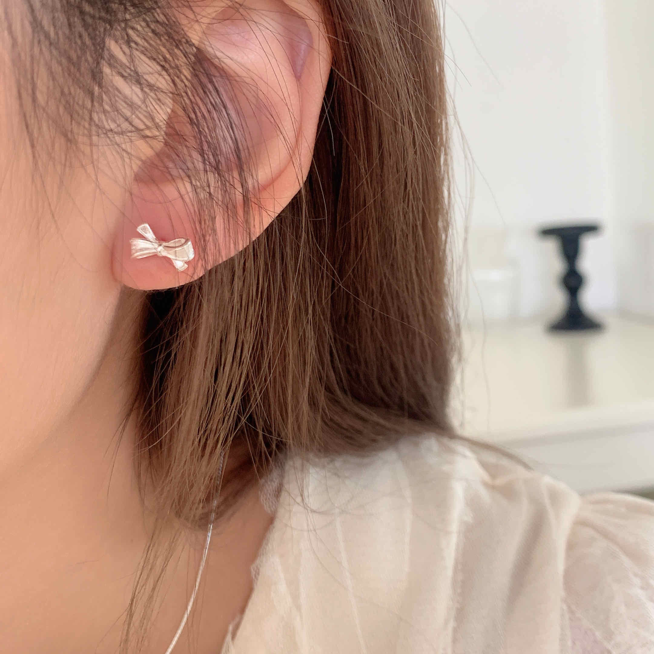 🇰🇷不撞款推薦！925 silver 磨砂霧面蝴蝶結｜2 color