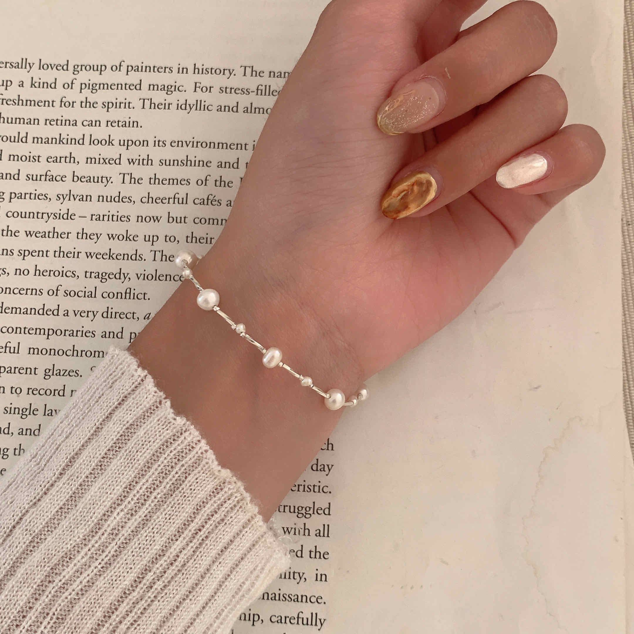 🇰🇷氣質推薦！925 silver 巴洛克珍珠手鍊｜2 style