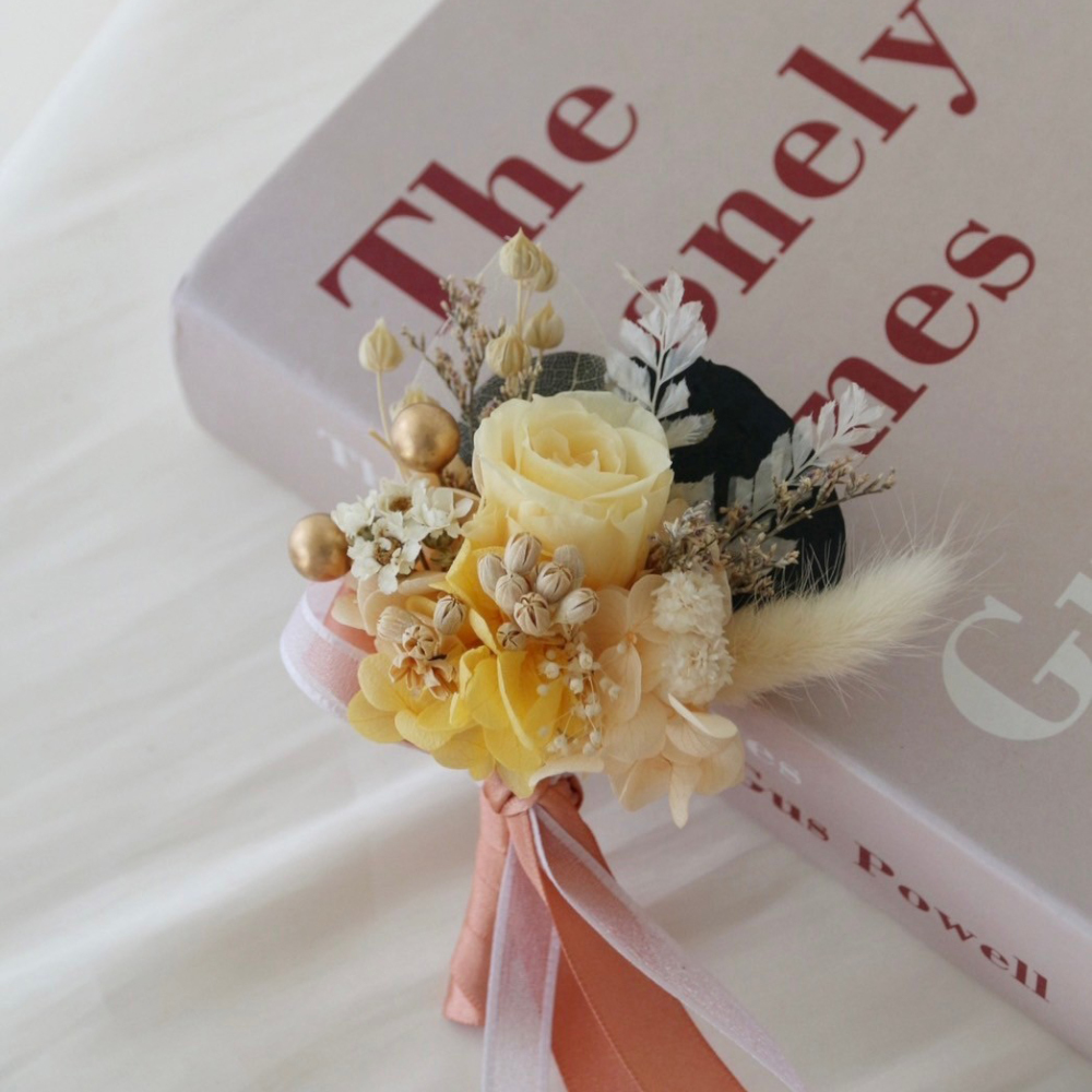 永生小玫瑰黃色系胸花