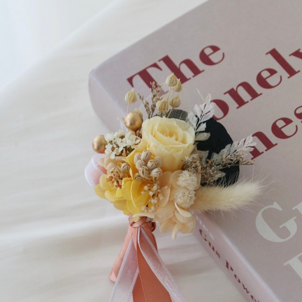 永生小玫瑰黃色系胸花