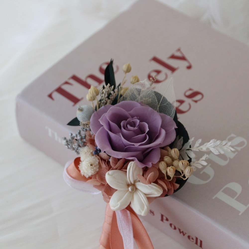 永生大玫瑰紫色系胸花