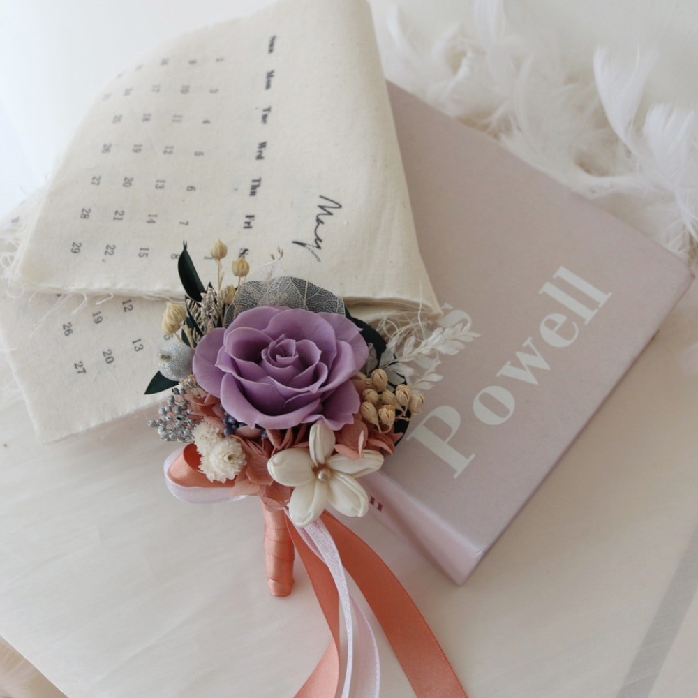 永生大玫瑰紫色系胸花