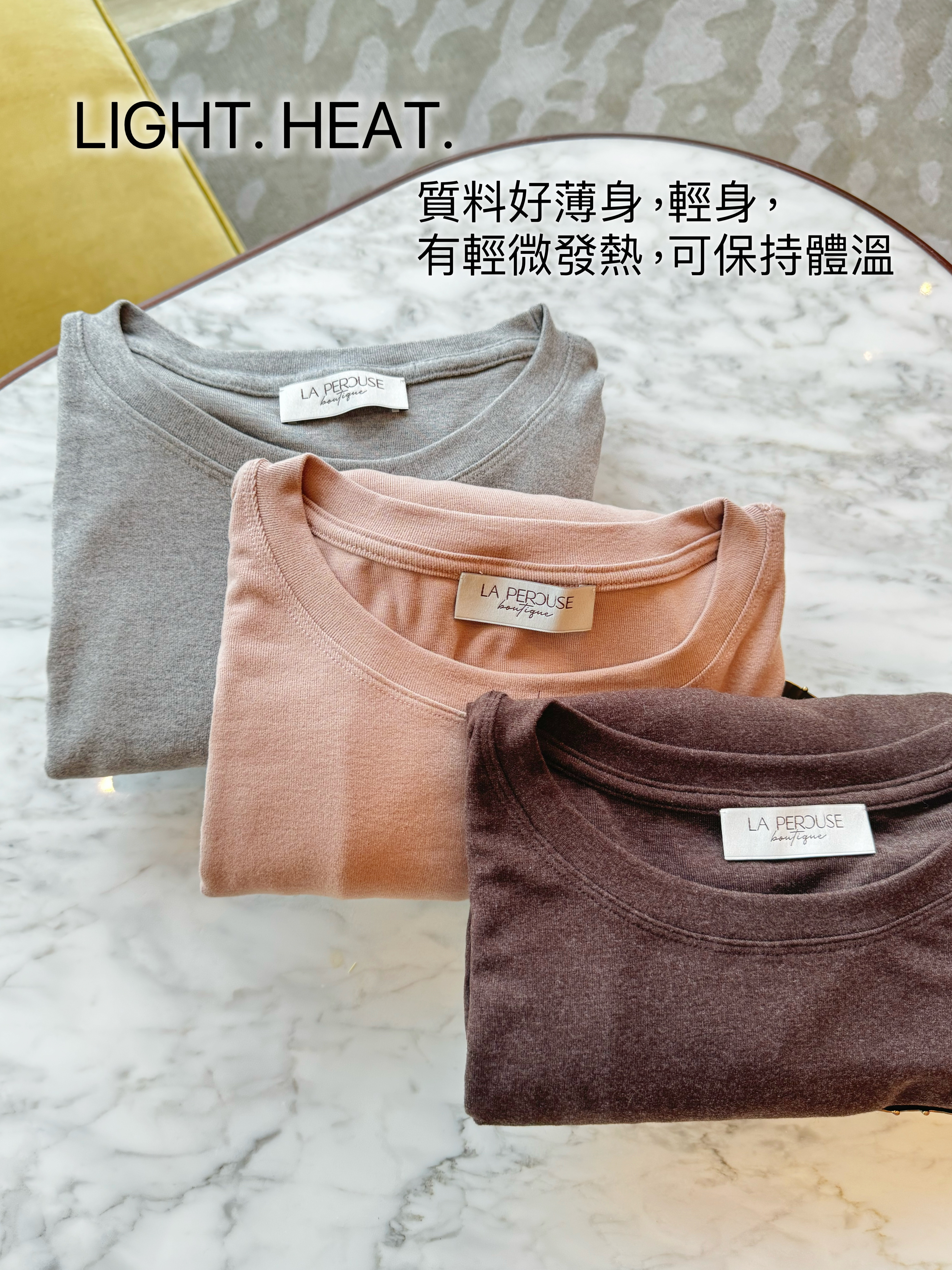 LIGHT HEAT. Crewneck Long Sleeve Top_TP241L16