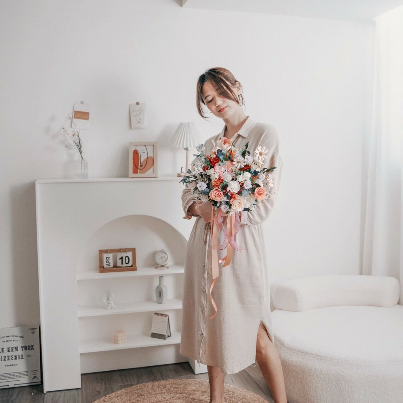 橘色系歐式捧花