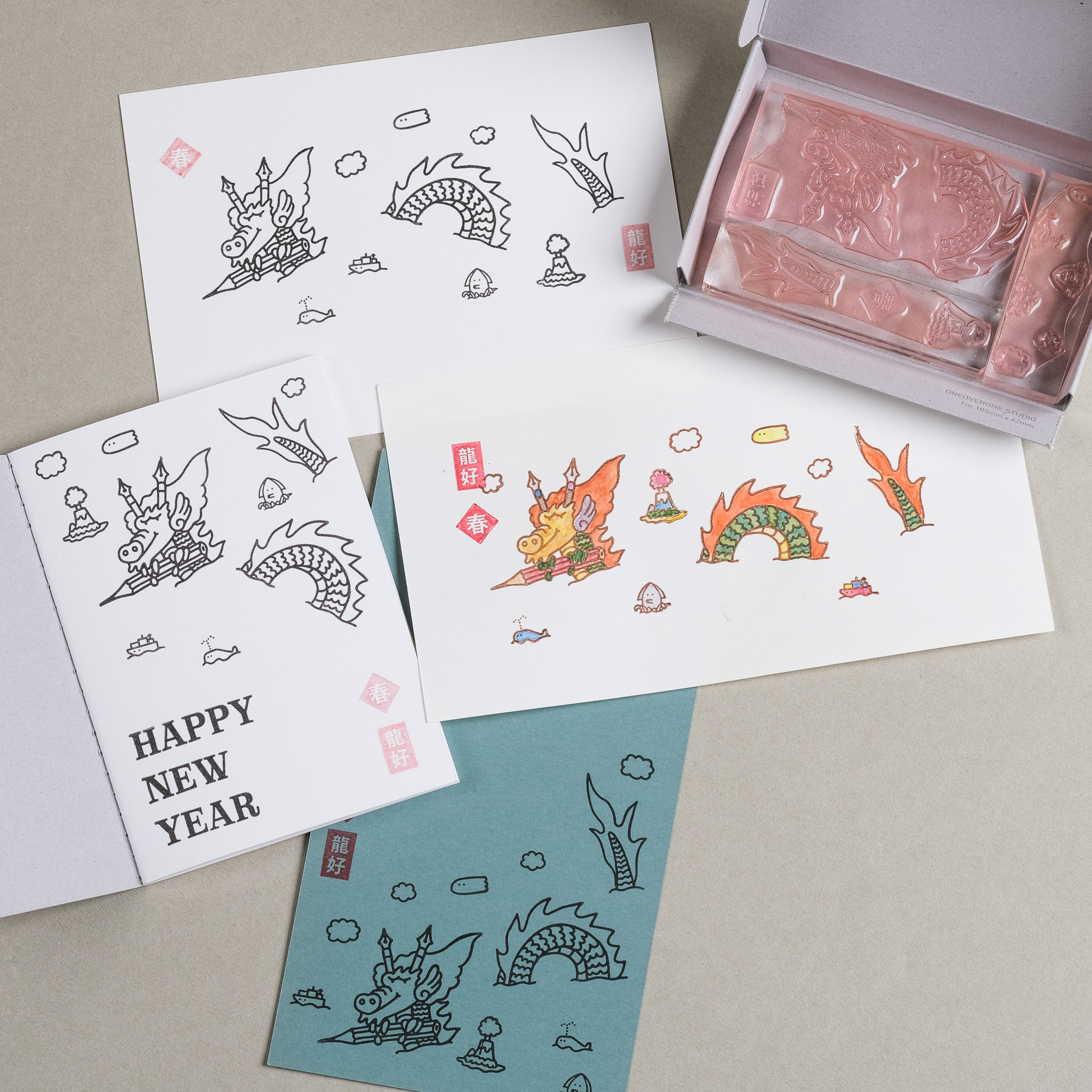 龍年印章組 膠版印章｜一分之一工作室 臺灣
