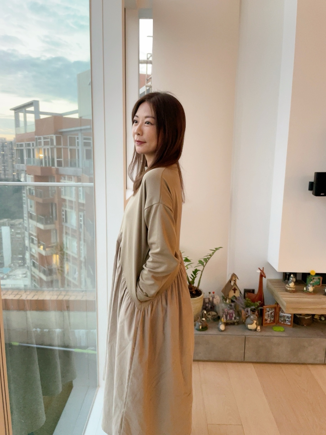 燈芯絨拼接設計連衣裙(三色入) 【日本直送】