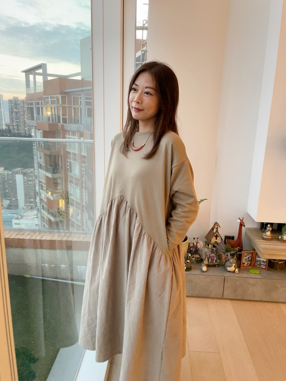 燈芯絨拼接設計連衣裙(三色入) 【日本直送】