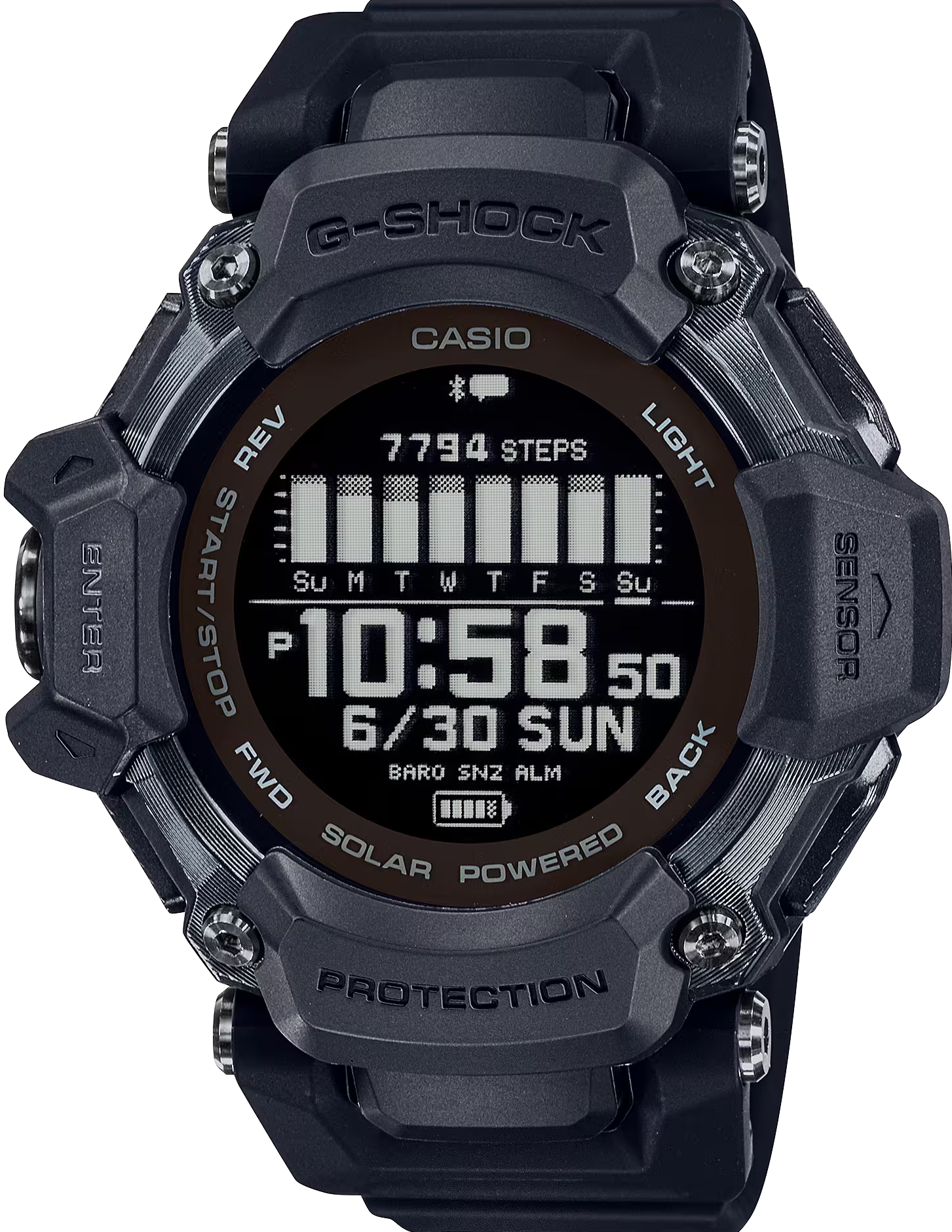 萬年鐘錶 - G-SHOCK  G-SQUAD 系列  H2000 太陽能GPS 心率運動男錶   GBD-H2000-1B  錶徑 : 52.6mm