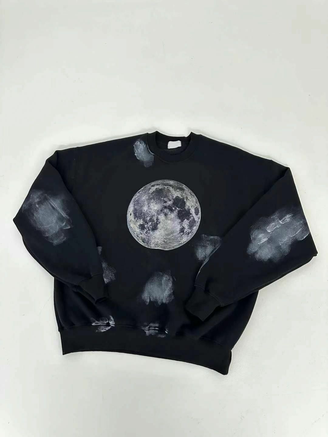 仿污月亮圖案衛衣(薄抓毛底) T5317