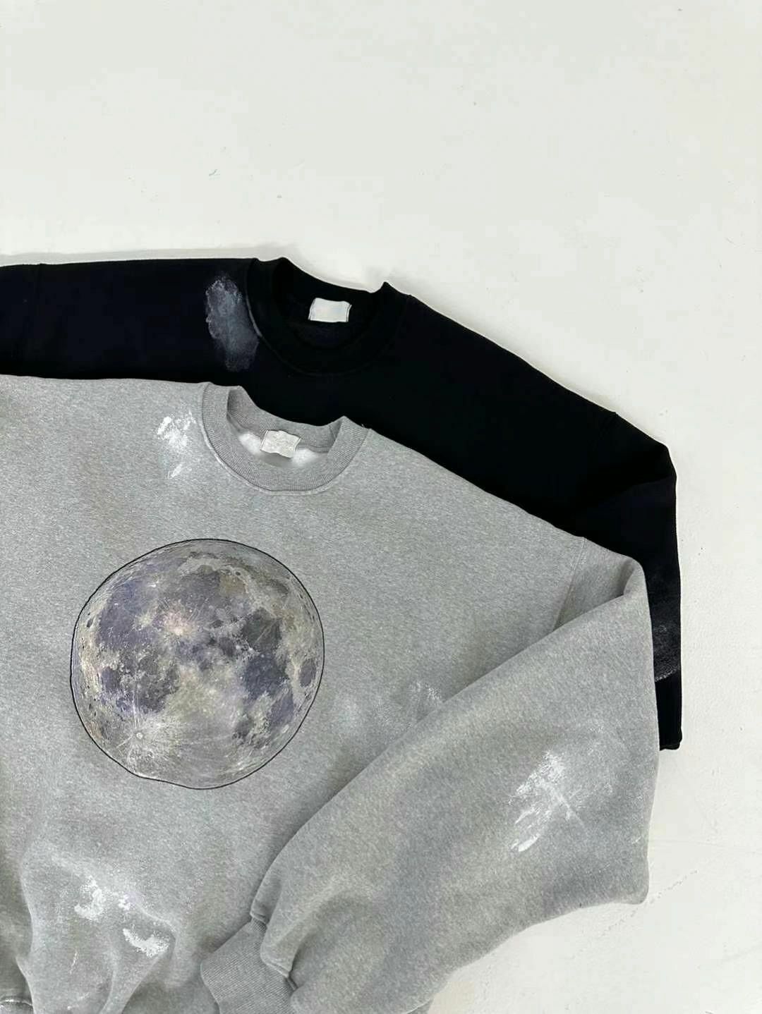 仿污月亮圖案衛衣(薄抓毛底) T5317