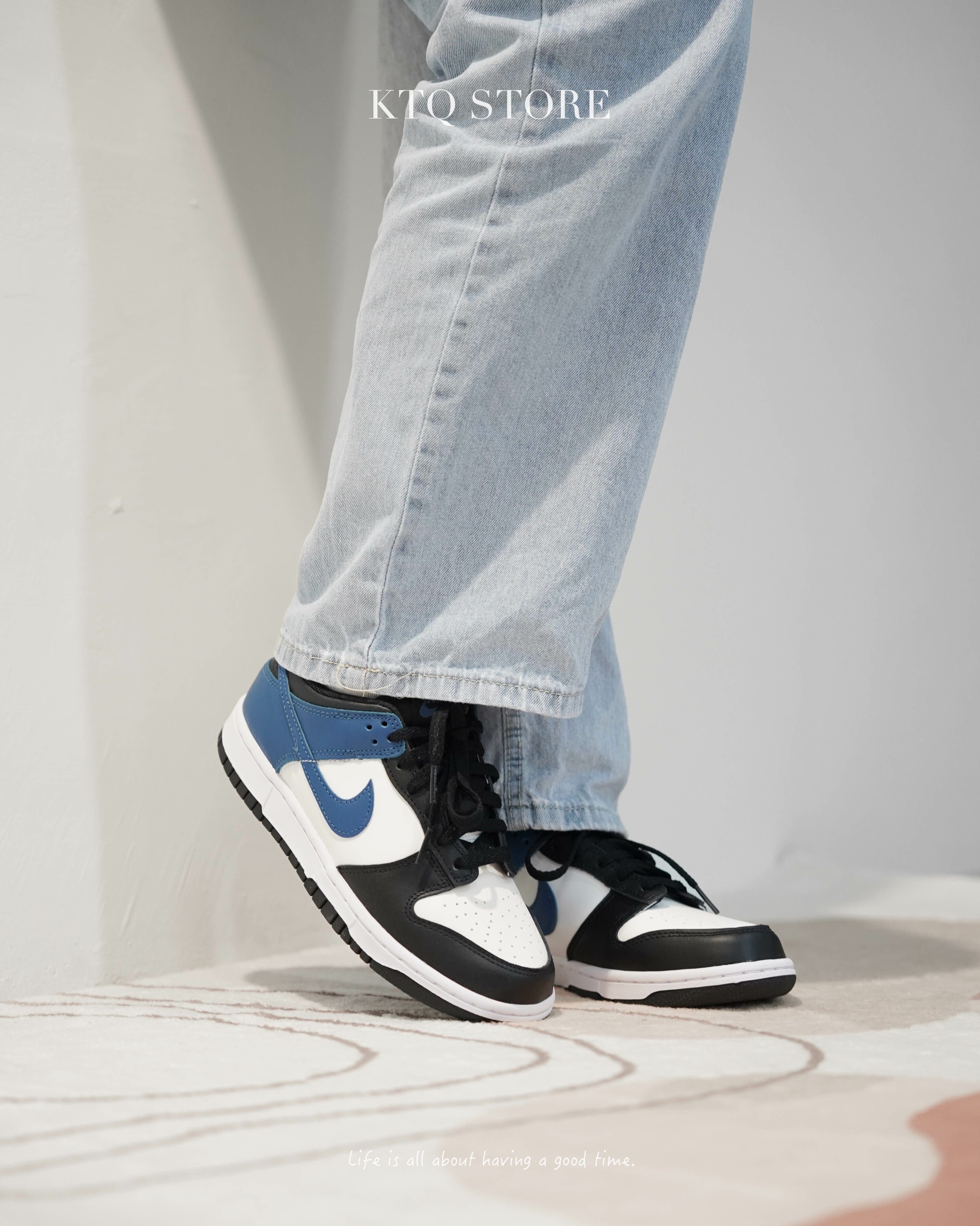 KTQ STORE ‧ NIKE DUNK LOW INDUSTRIAL BLUE GS 黑藍 皮革 女 大童 DH9765-104