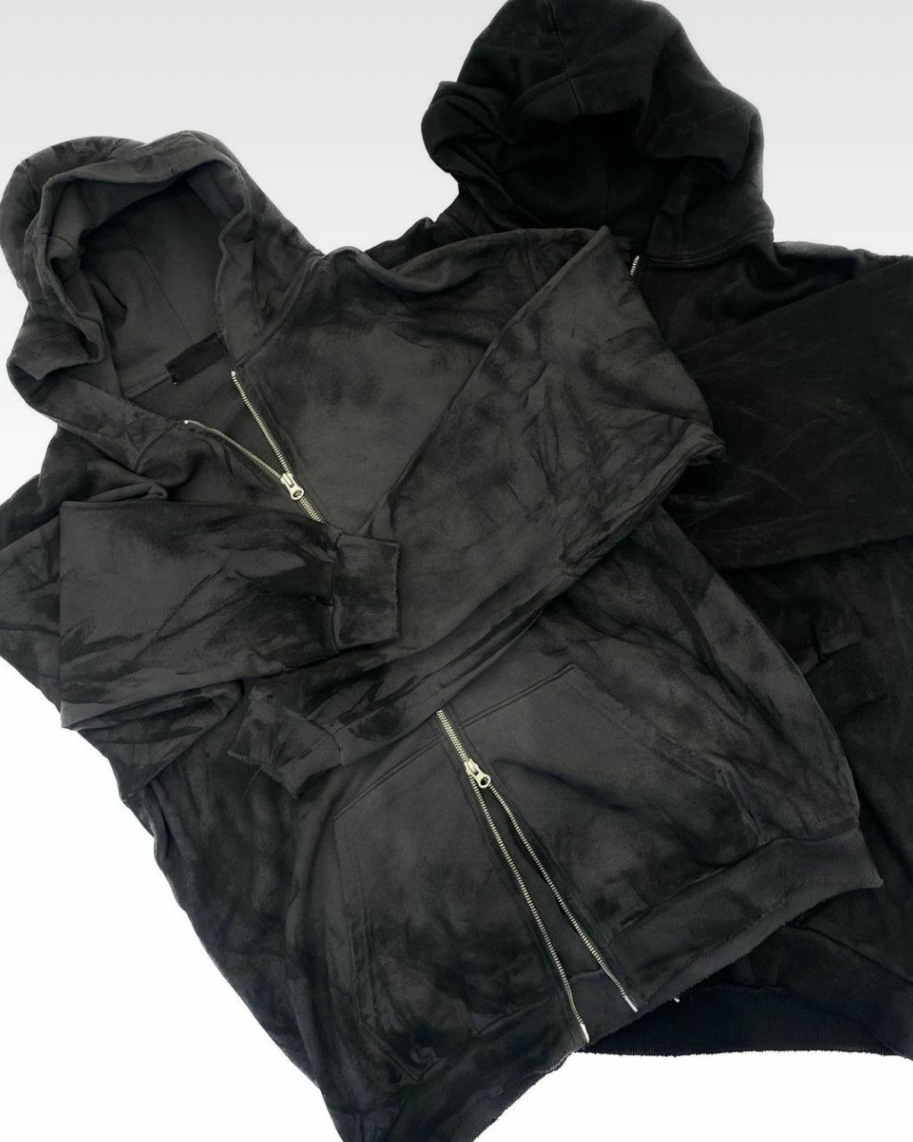 仿污淨色連帽拉鍊外套 JK2497